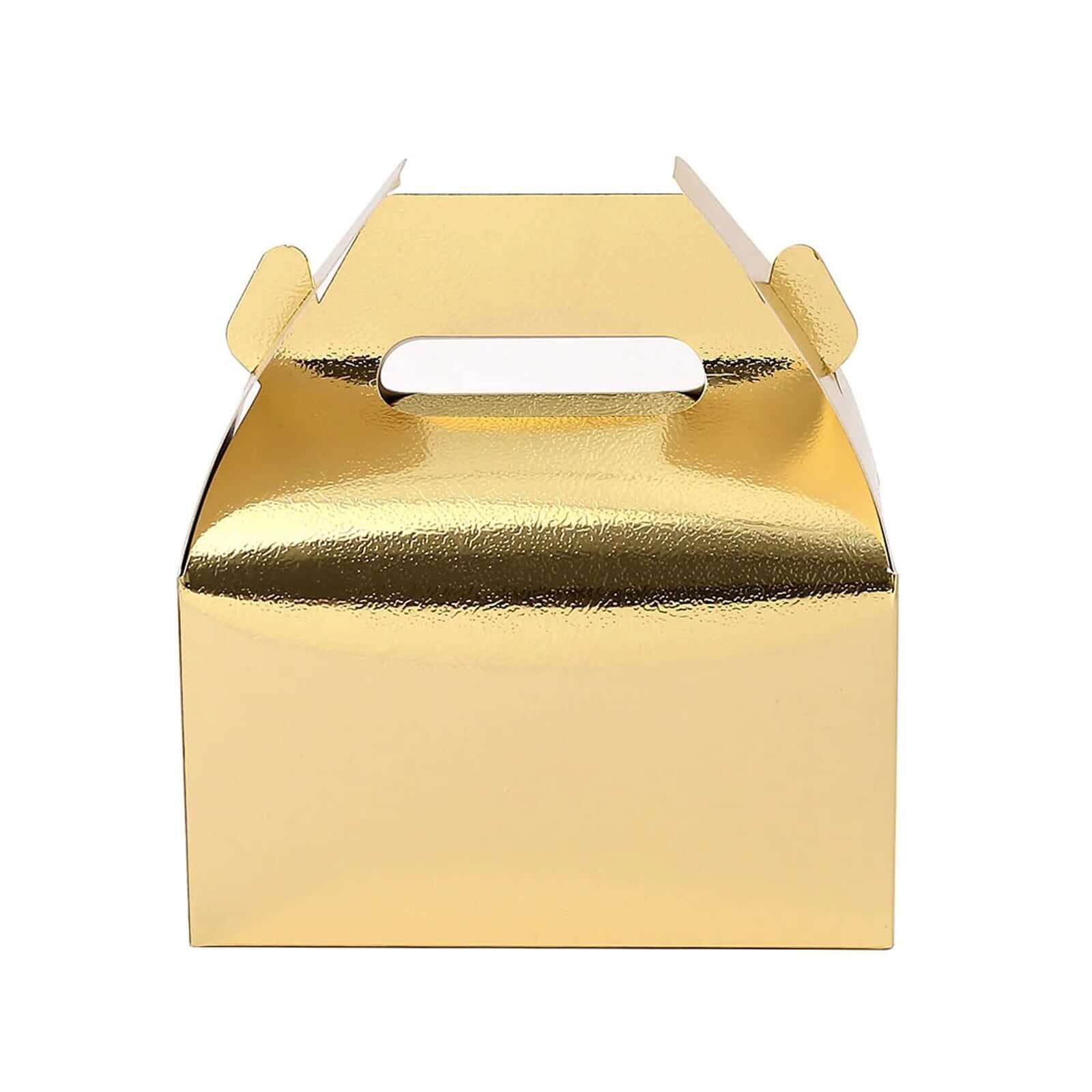 25 Pack Metallic Gold Party Favor Gift Tote Gable Box Bags, Candy Treat Boxes 6"x3.5"x7" - Image 8