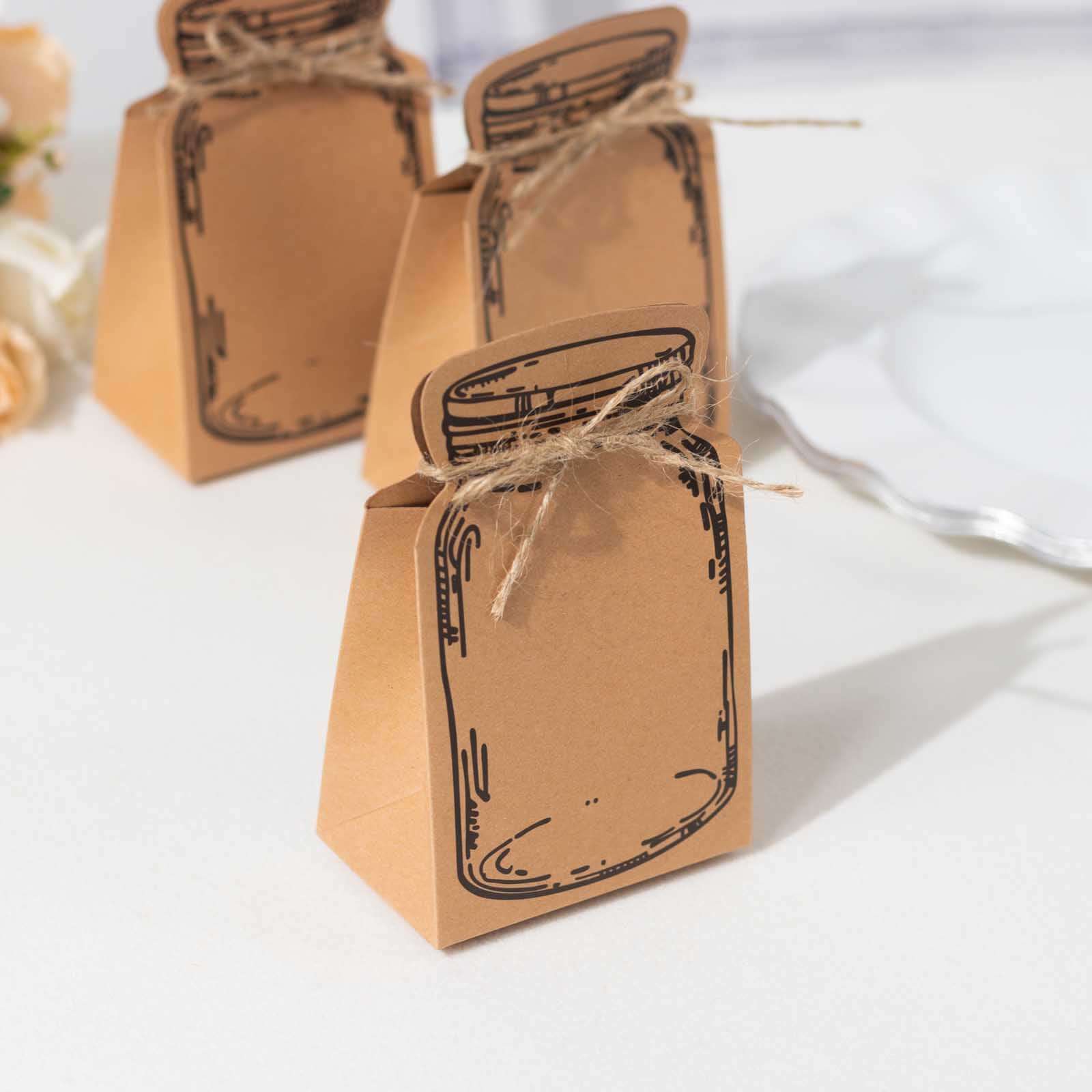 25 Pack Natural Mini Mason Jar Shaped Paper Gift Boxes With Jute Rope Ties, Party Favor Candy Boxes - 5"x3" - Image 10