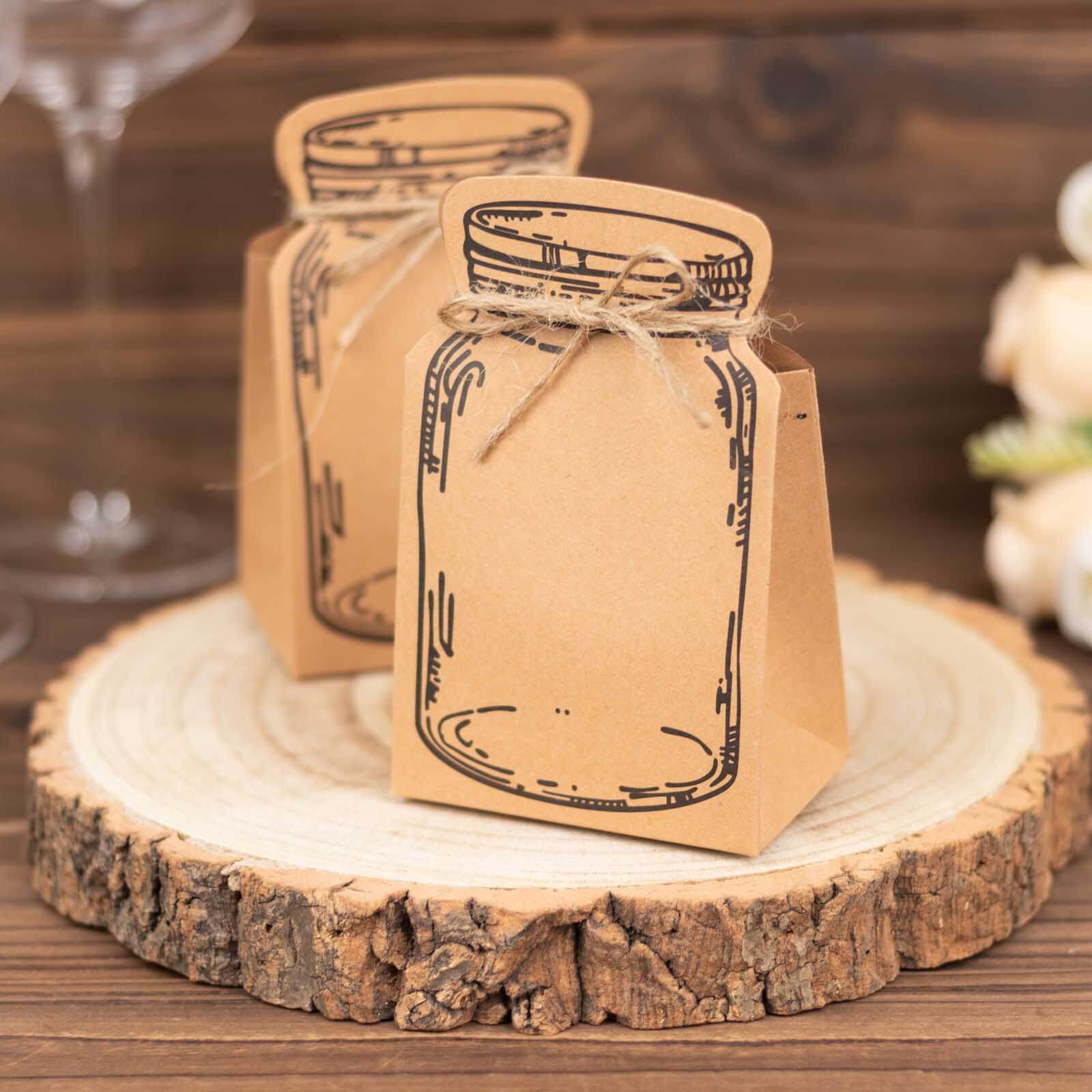 25 Pack Natural Mini Mason Jar Shaped Paper Gift Boxes With Jute Rope Ties, Party Favor Candy Boxes - 5"x3" - Image 5