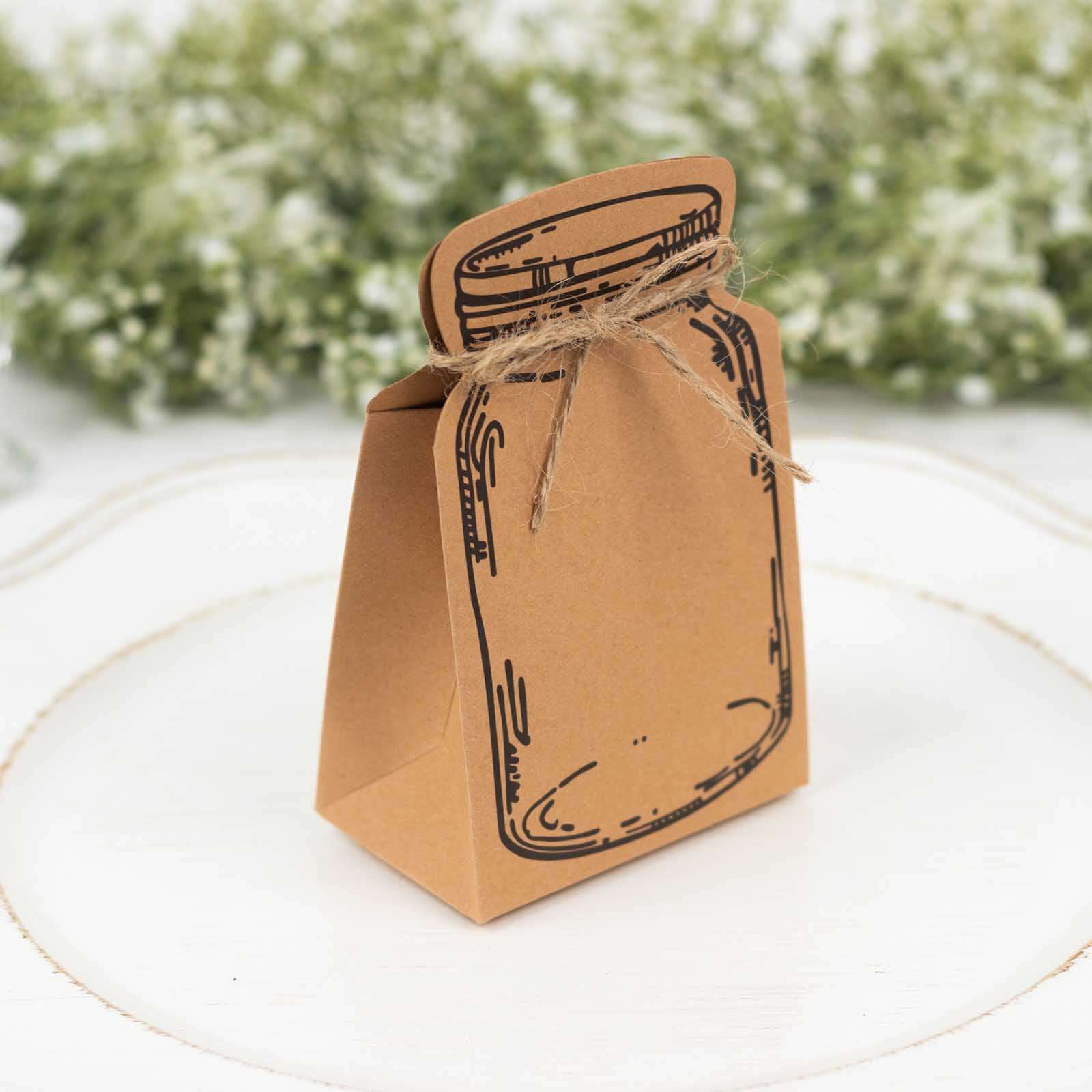 25 Pack Natural Mini Mason Jar Shaped Paper Gift Boxes With Jute Rope Ties, Party Favor Candy Boxes - 5"x3" - Image 9