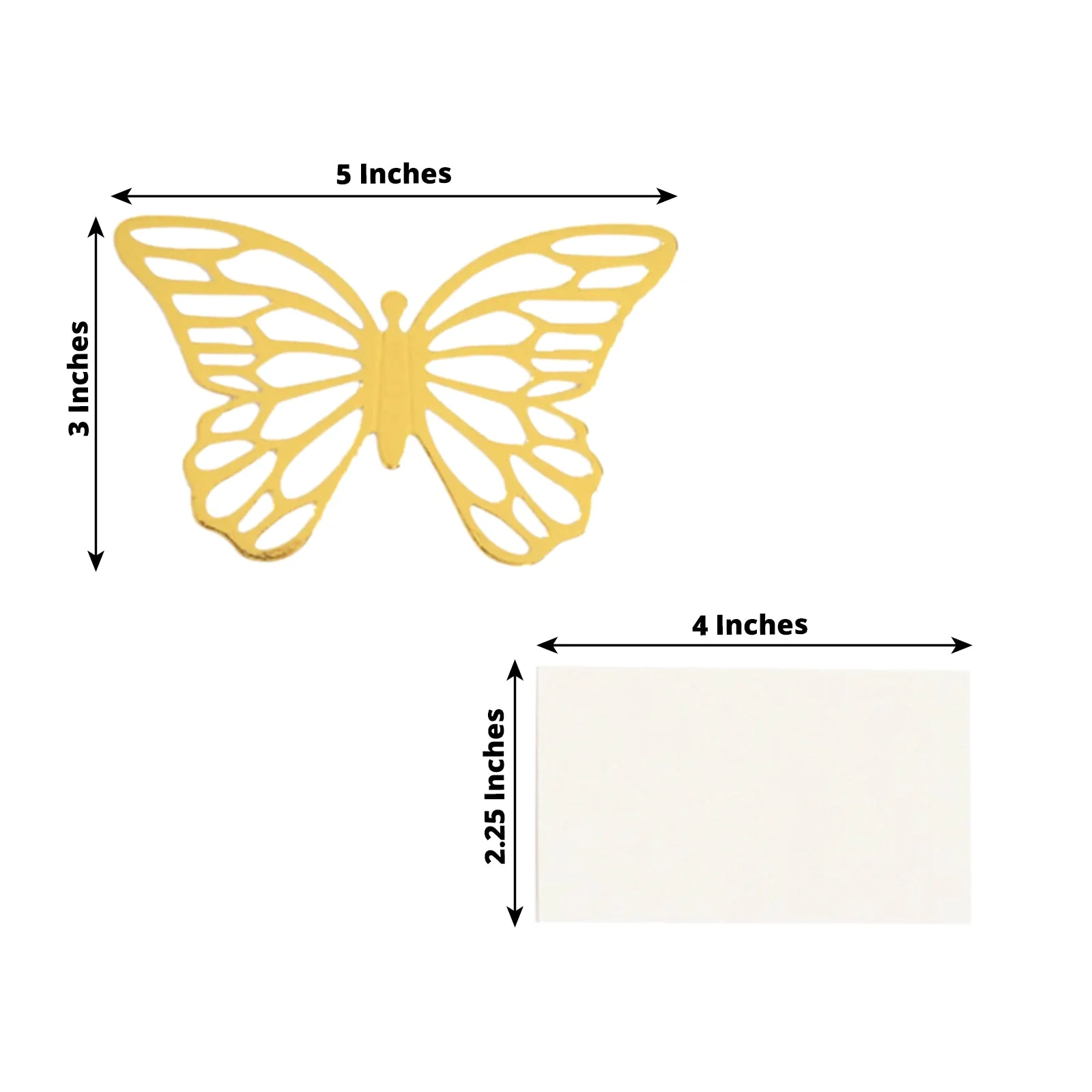 25-Pack Paper Butterfly Place Card Holders 3"x5" Gold with White Printable Cards - 3D Free Standing Table Number Stands - Image 2