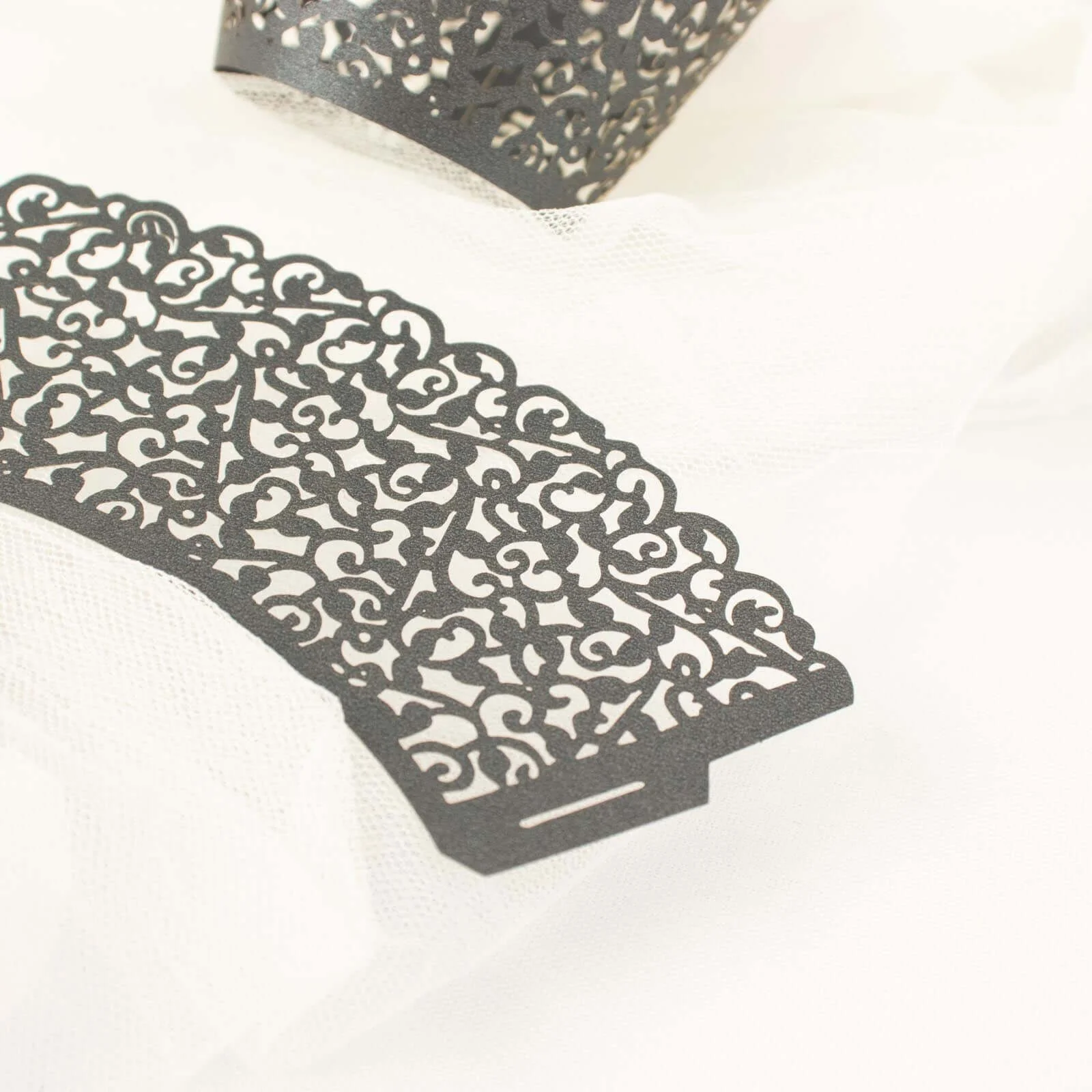 25-Pack Paper Cupcake Wrappers Black Lace Laser Cut Design - Muffin Baking Cup Trays for Events - Image 13