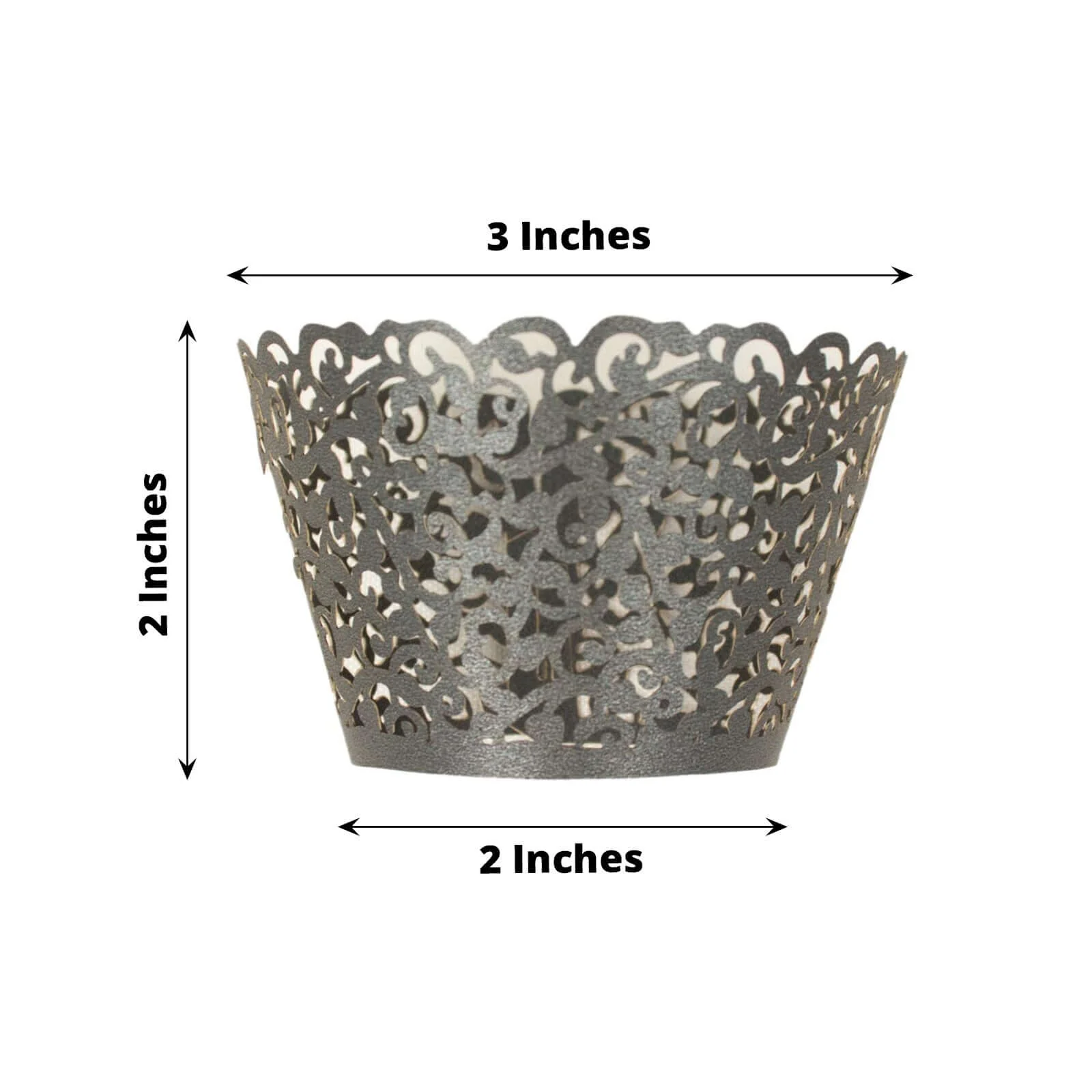 25-Pack Paper Cupcake Wrappers Black Lace Laser Cut Design - Muffin Baking Cup Trays for Events - Image 3