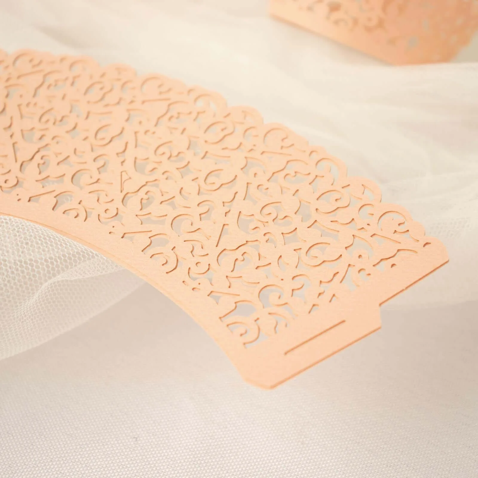 25-Pack Paper Cupcake Wrappers Blush Lace Laser Cut Design - Muffin Baking Cup Trays for Events - Image 13