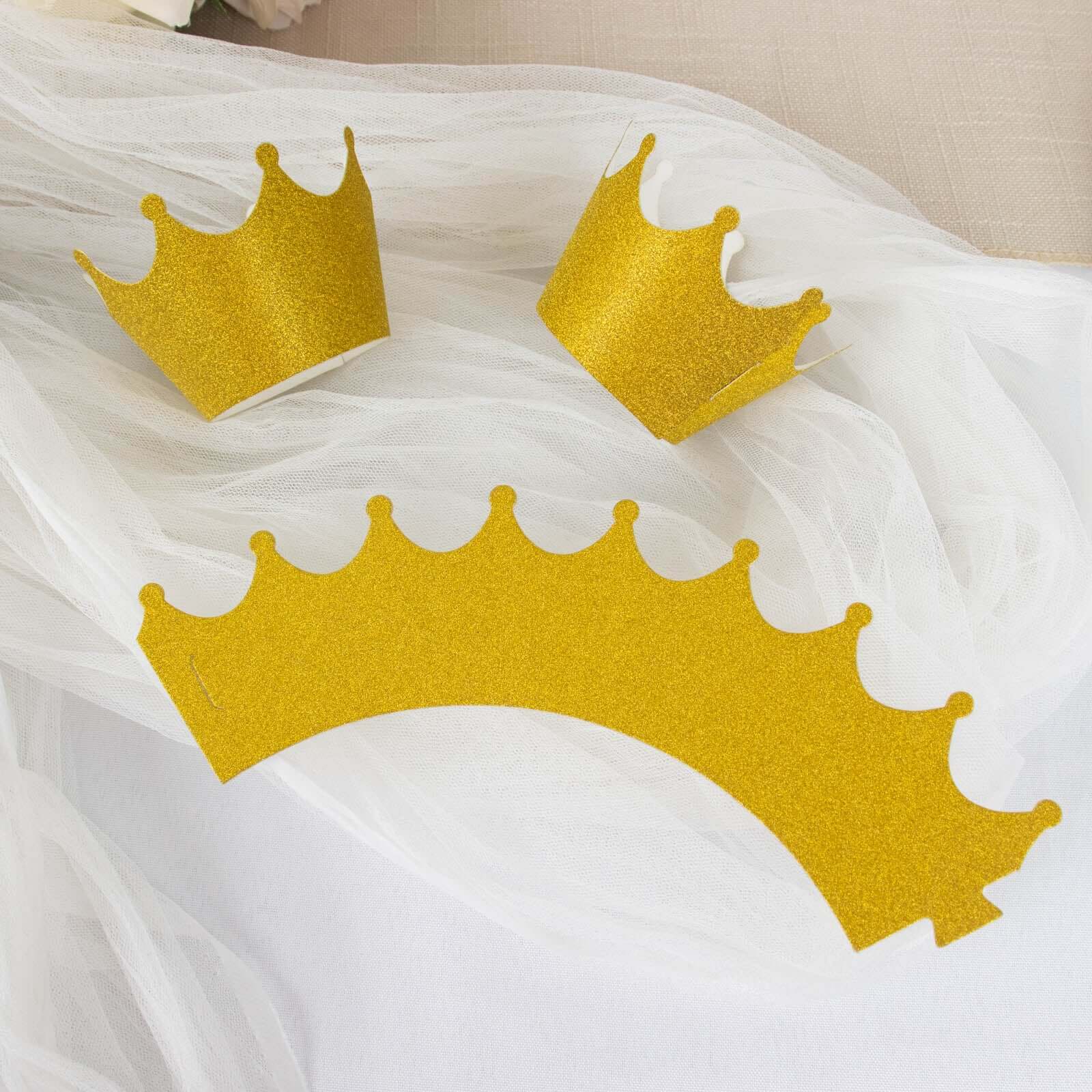25-Pack Paper Cupcake Wrappers Gold Glitter Crown Design - Dust Free Muffin Paper Cup Liners - Image 12