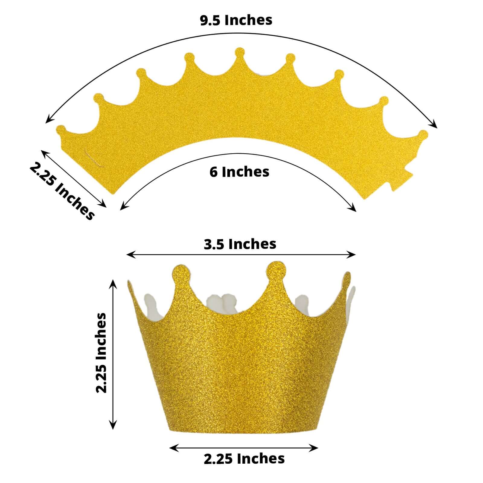 25-Pack Paper Cupcake Wrappers Gold Glitter Crown Design - Dust Free Muffin Paper Cup Liners - Image 3