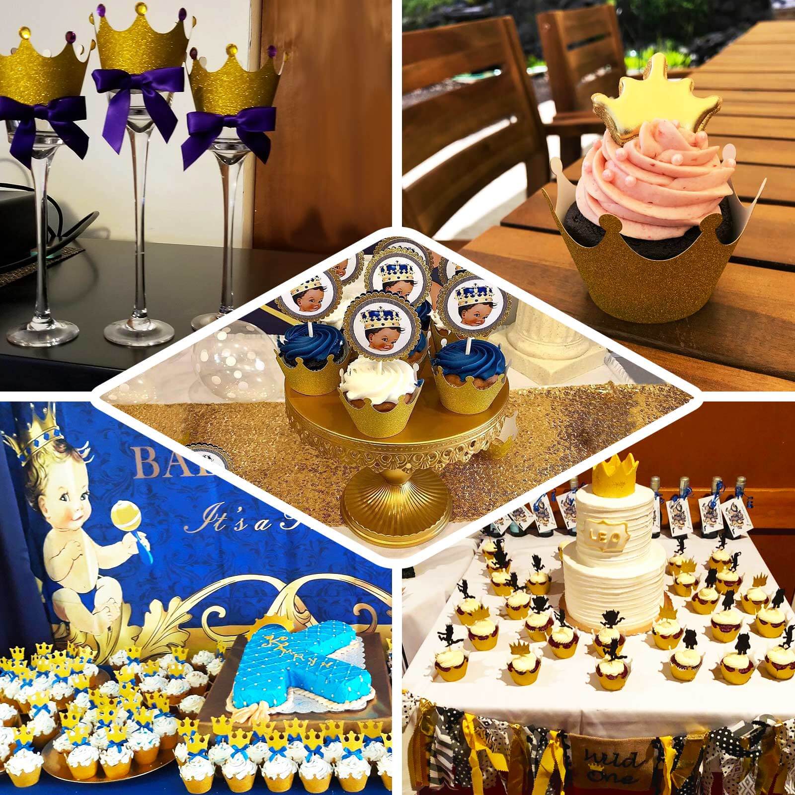 25-Pack Paper Cupcake Wrappers Gold Glitter Crown Design - Dust Free Muffin Paper Cup Liners - Image 5