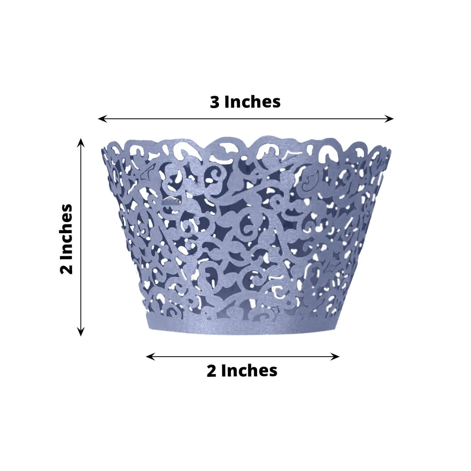 25-Pack Paper Cupcake Wrappers Navy Blue Lace Laser Cut Design - Muffin Baking Cup Trays for Events - Image 3