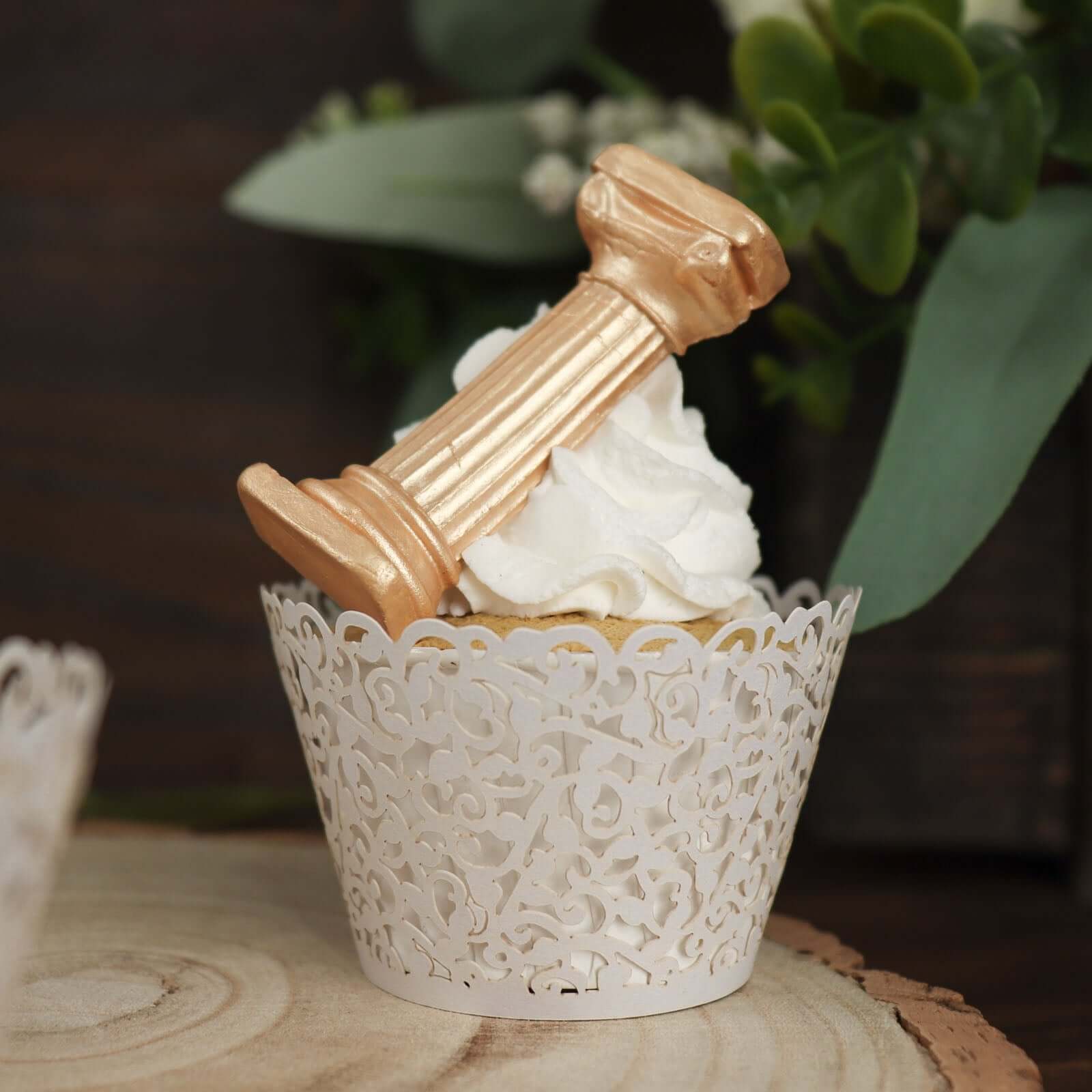 25-Pack Paper Cupcake Wrappers White Lace Laser Cut Design - Muffin Baking Cup Trays for Events - Image 12
