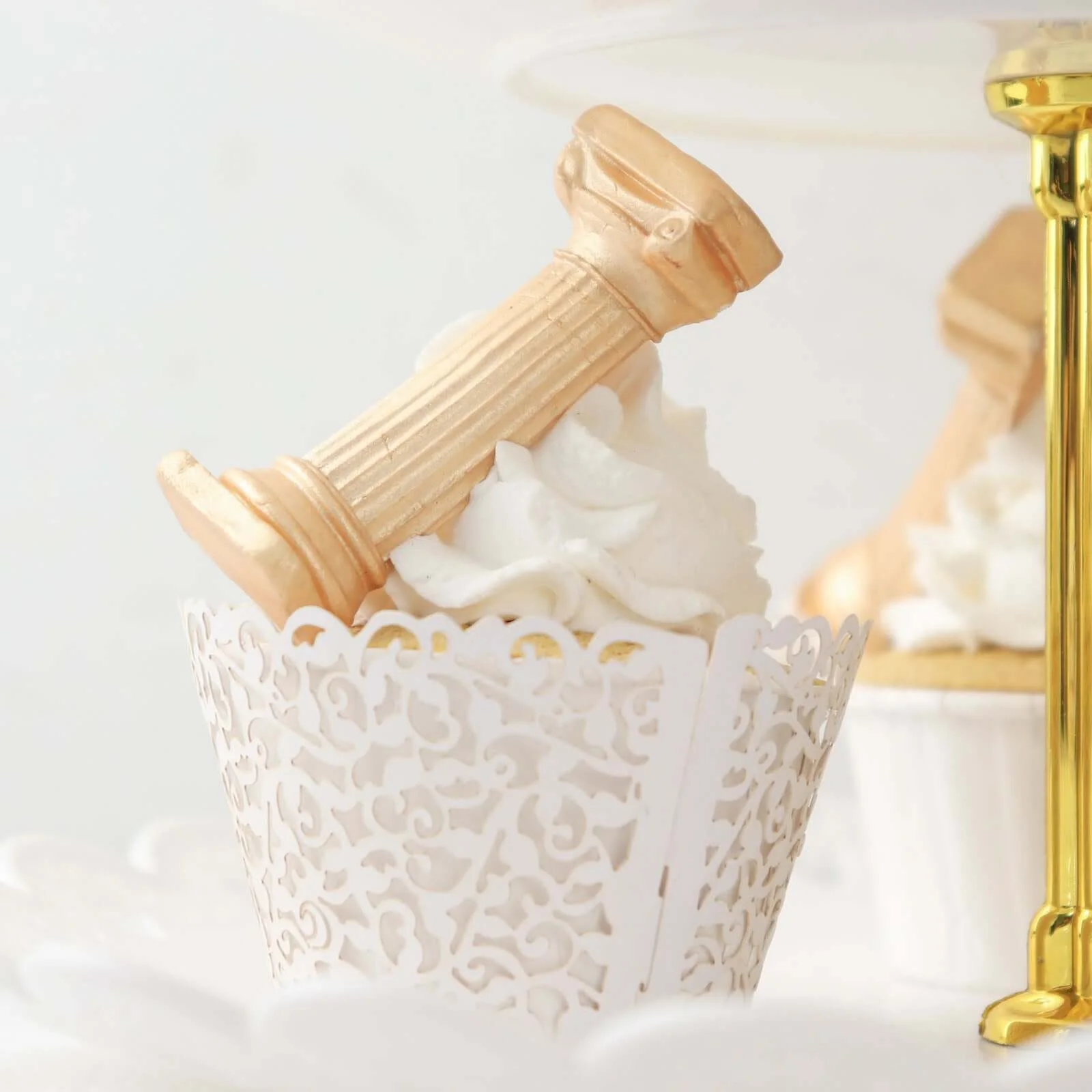 25-Pack Paper Cupcake Wrappers White Lace Laser Cut Design - Muffin Baking Cup Trays for Events - Image 17