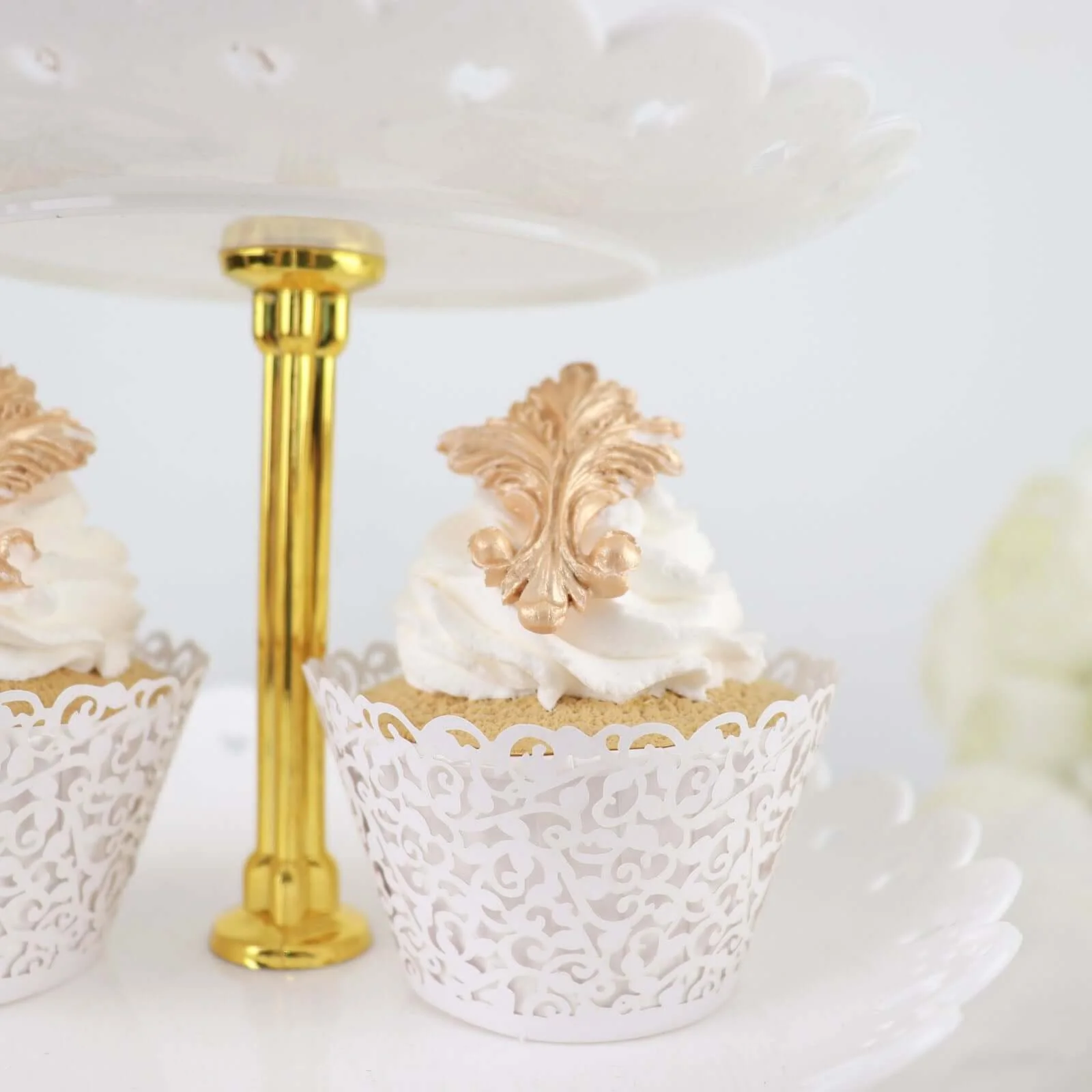 25-Pack Paper Cupcake Wrappers White Lace Laser Cut Design - Muffin Baking Cup Trays for Events - Image 18