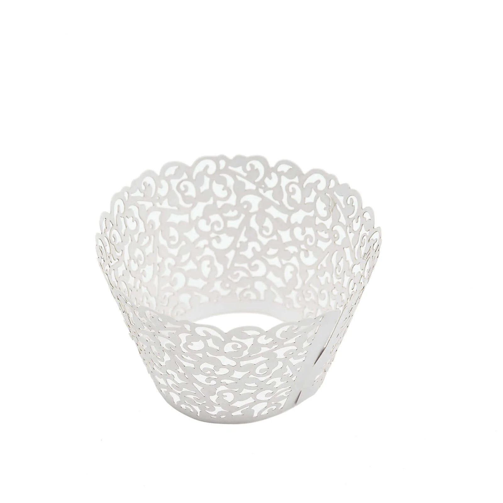 25-Pack Paper Cupcake Wrappers White Lace Laser Cut Design - Muffin Baking Cup Trays for Events - Image 20