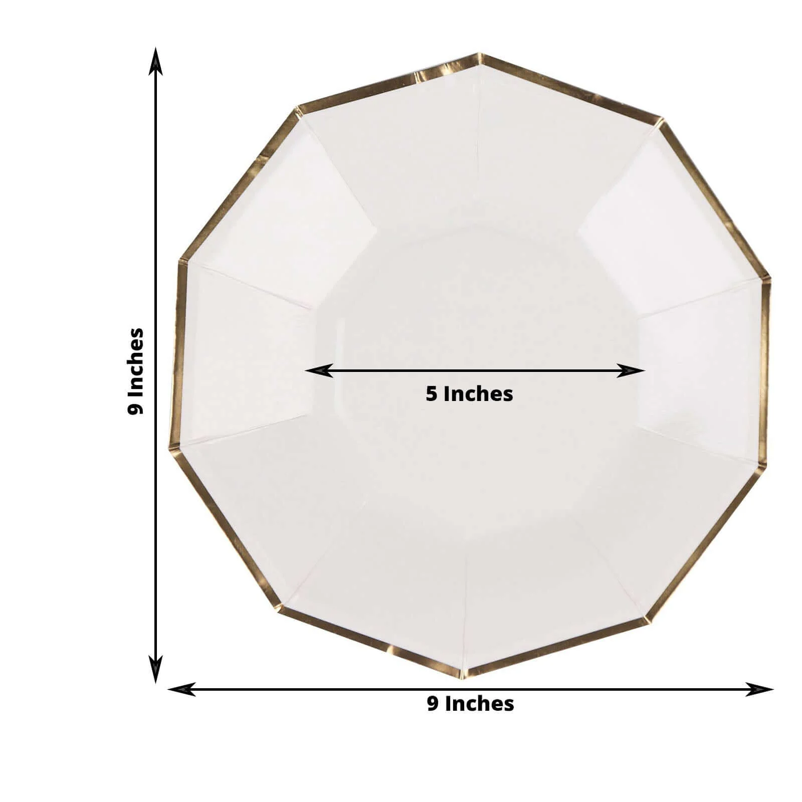 25-Pack Paper Decagon Dinner Plates 9" White with Gold Foil Rim - Geometric Disposable Party Plates for Banquets & Celebrations - Image 3