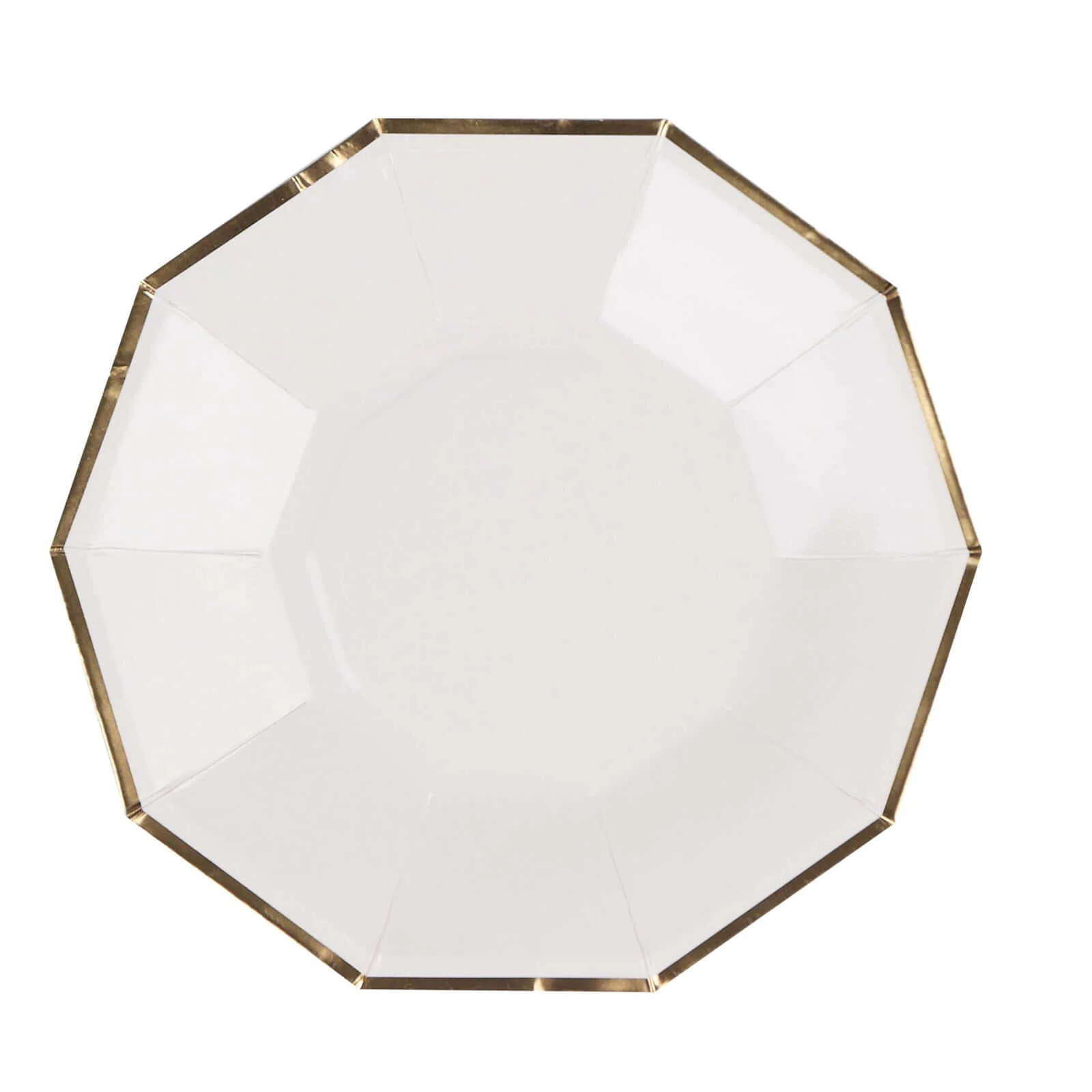 25-Pack Paper Decagon Dinner Plates 9" White with Gold Foil Rim - Geometric Disposable Party Plates for Banquets & Celebrations - Image 7