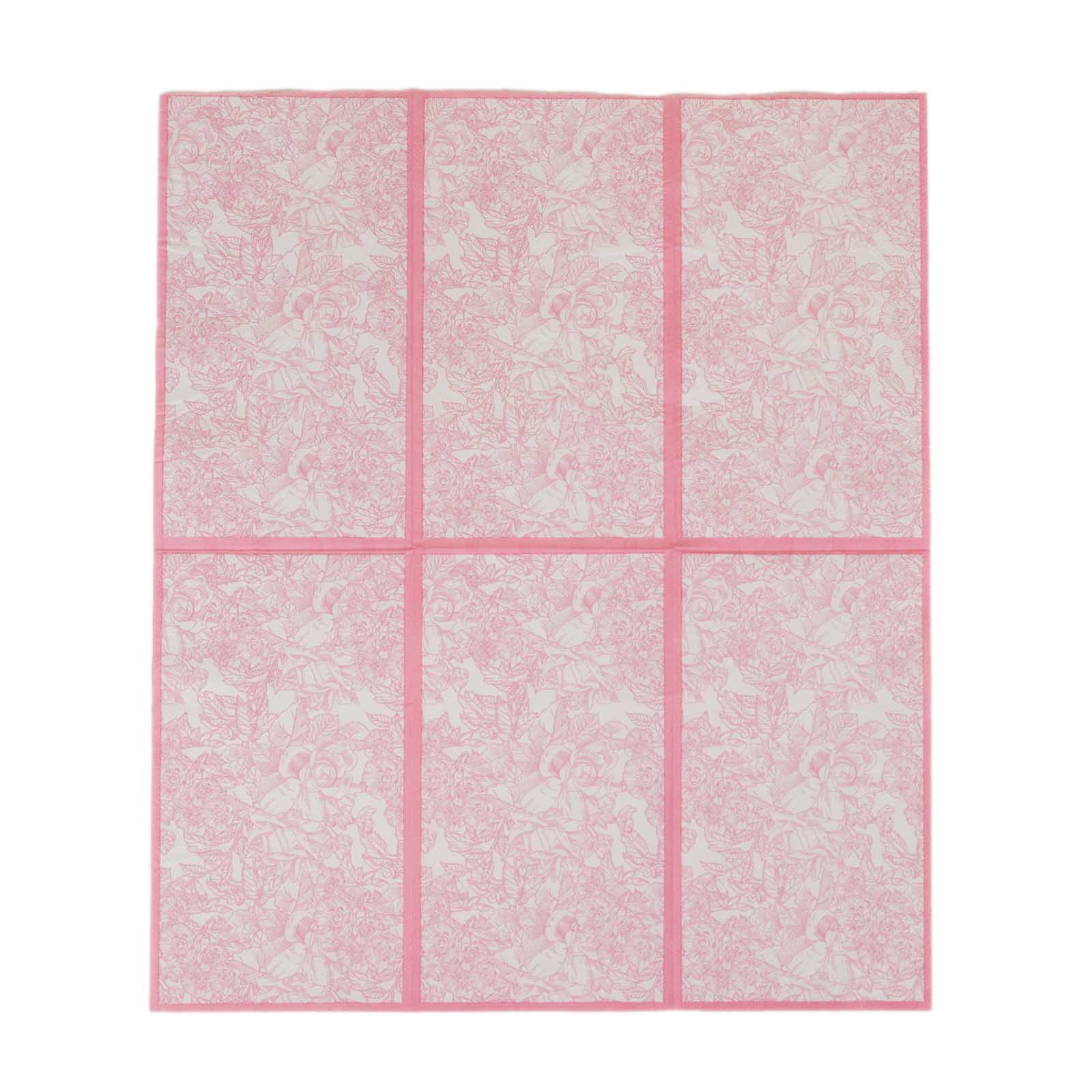 25-Pack Paper Dinner Napkins 2 Ply Pink with French Toile Pattern - Soft and Absorbent Disposable Napkins - Image 8