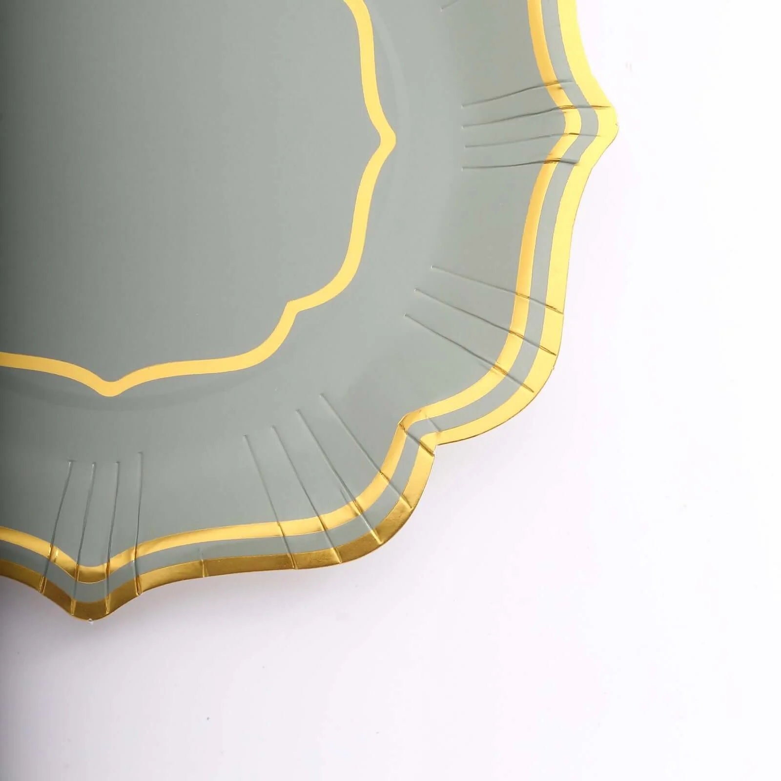 25-Pack Paper Dinner Plates 10" Sage Green with Gold Scallop Rim - 300GSM Disposable Party Plates - Image 10