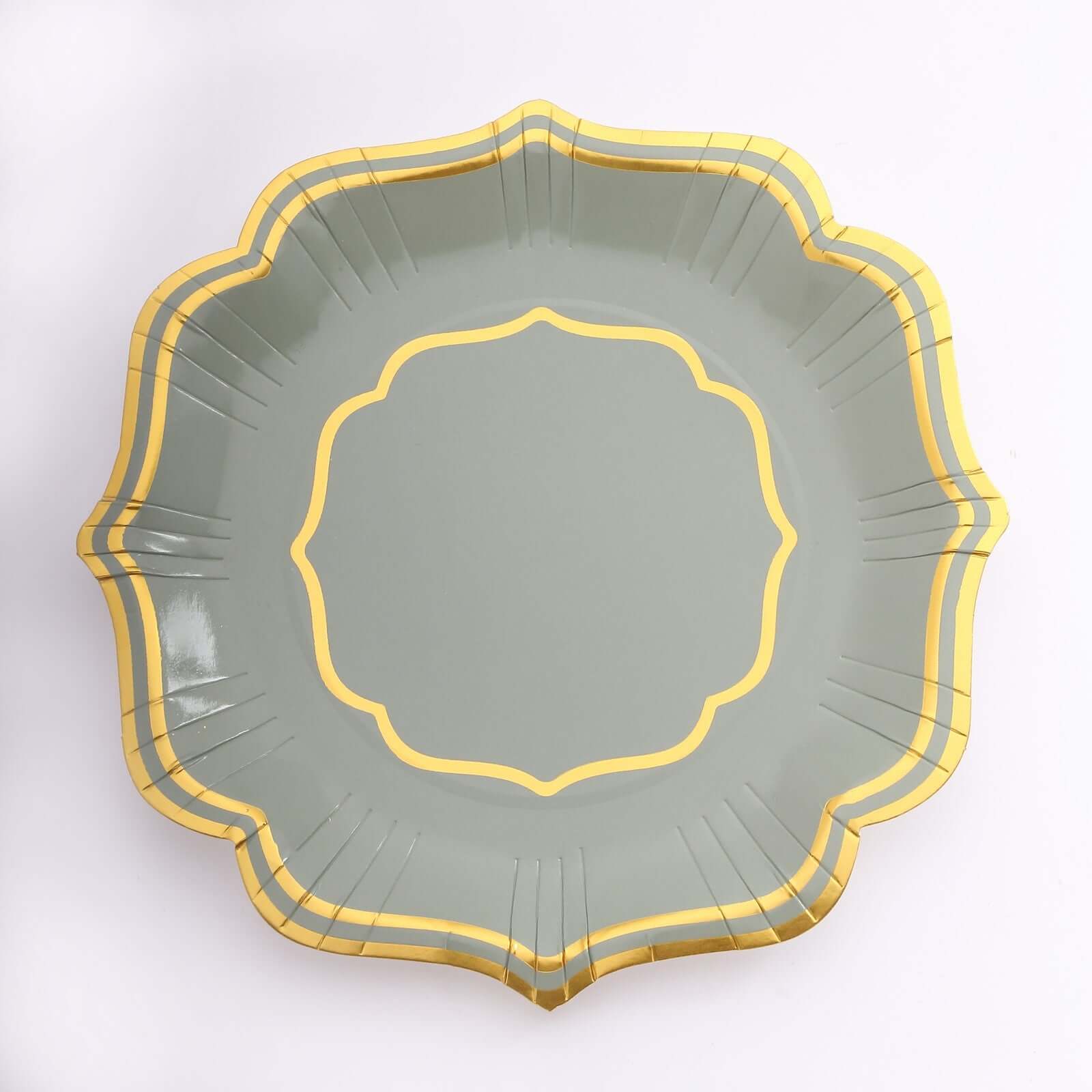 25-Pack Paper Dinner Plates 10" Sage Green with Gold Scallop Rim - 300GSM Disposable Party Plates - Image 13