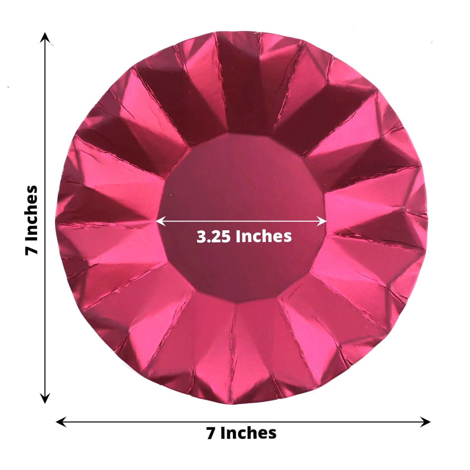 25-Pack Paper Round Dessert Plates 7" Burgundy with Geometric Prism Rim - 400GSM Disposable Appetizer Salad Plates - Image 3