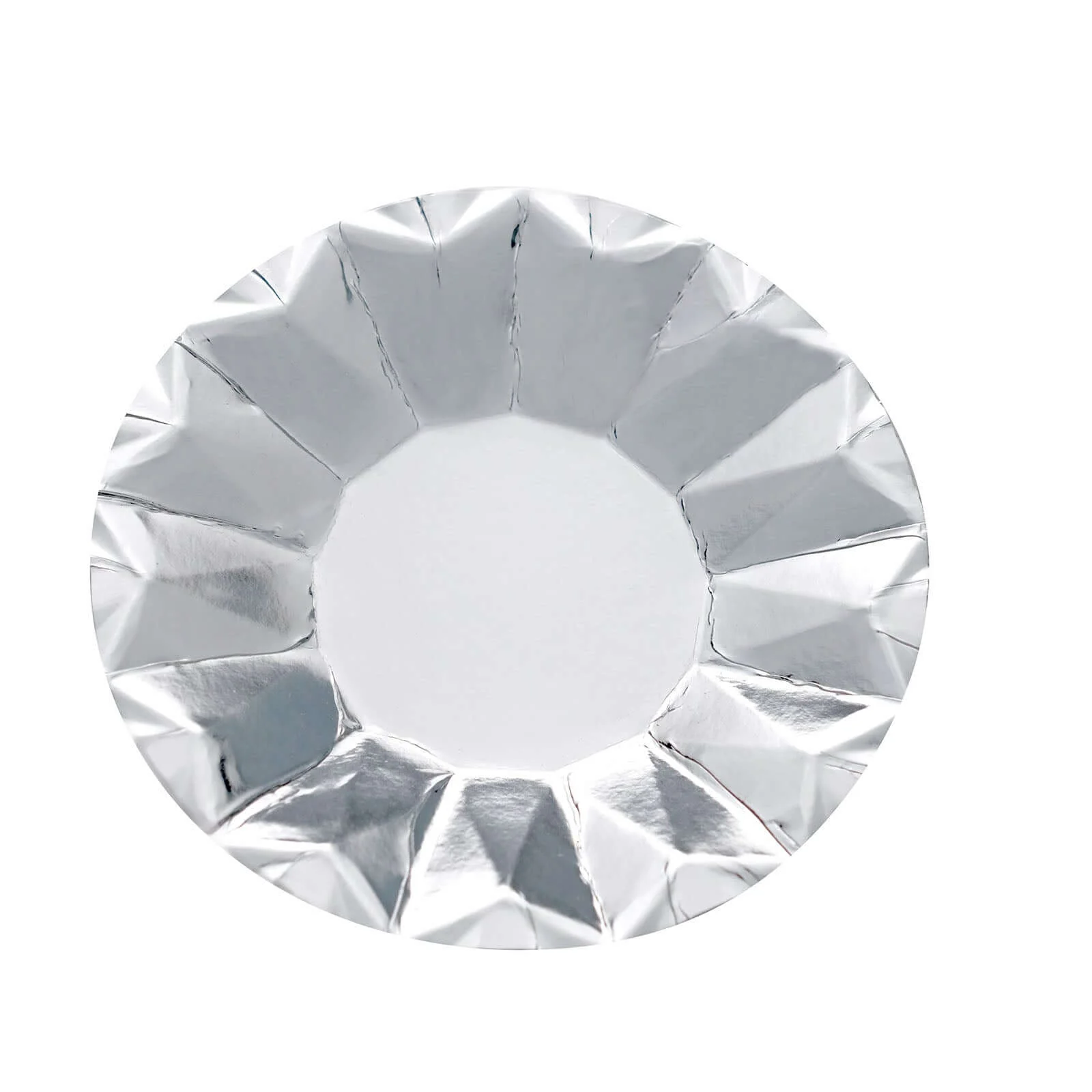 25-Pack Paper Round Dessert Plates 7" Metallic Silver with Geometric Prism Rim - 400GSM Disposable Appetizer Salad Plates - Image 12