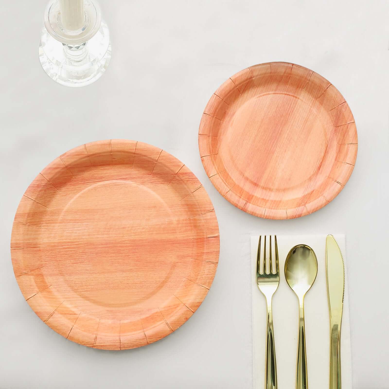 25-Pack Paper Round Dessert Plates 7" Natural Wood Grain Print - Rustic Farmhouse Style Disposable Appetizer Salad Plates - Image 12