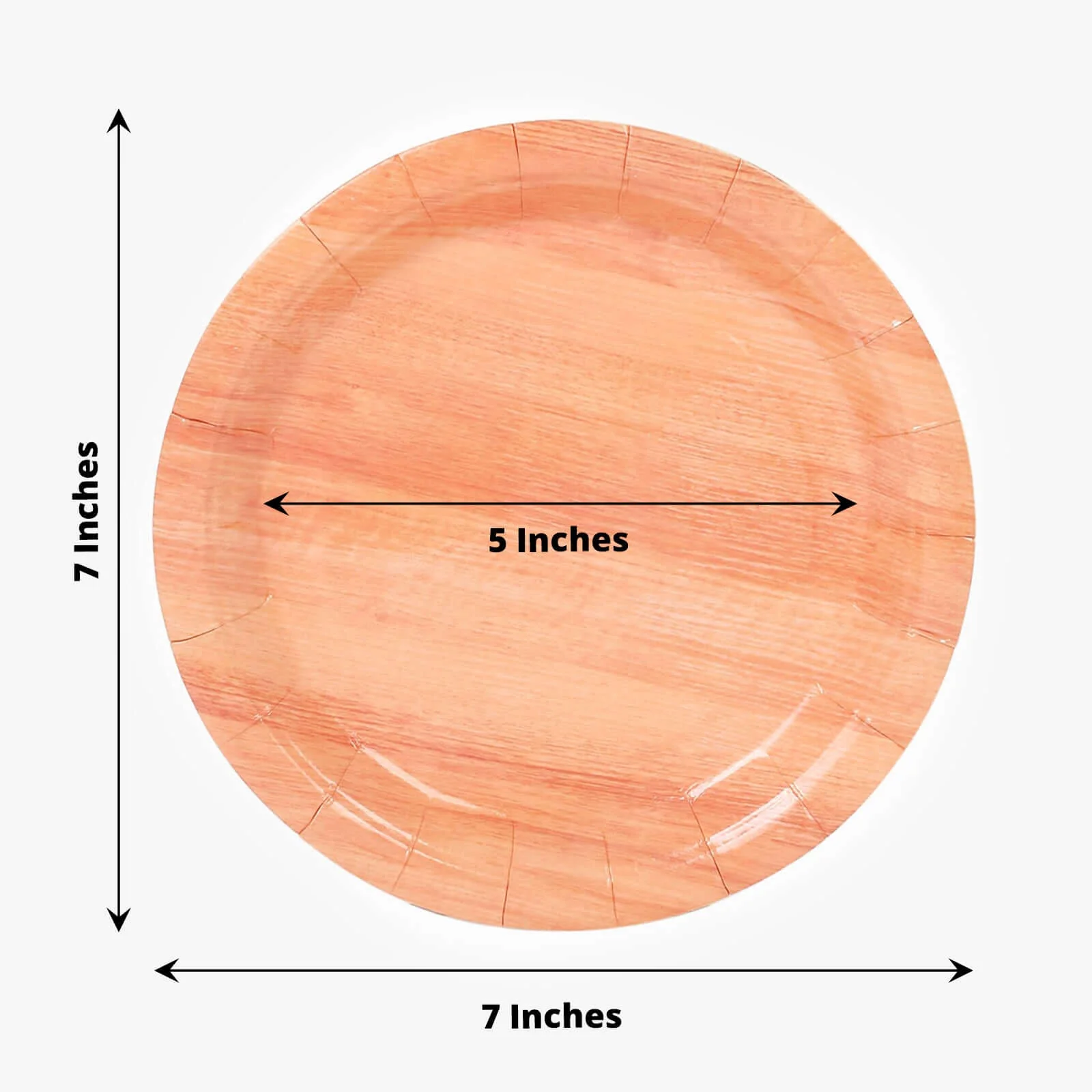 25-Pack Paper Round Dessert Plates 7" Natural Wood Grain Print - Rustic Farmhouse Style Disposable Appetizer Salad Plates - Image 3