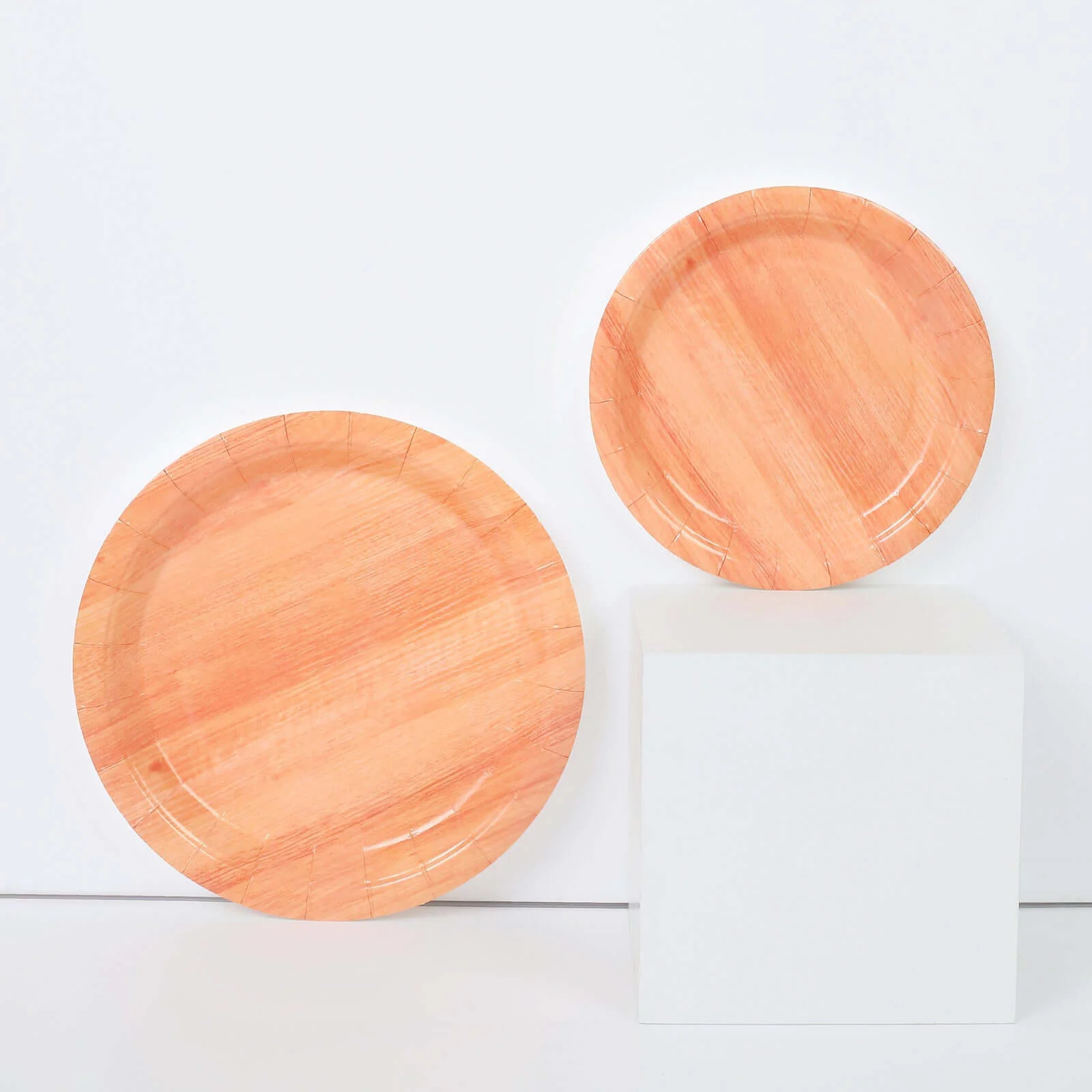 25-Pack Paper Round Dessert Plates 7" Natural Wood Grain Print - Rustic Farmhouse Style Disposable Appetizer Salad Plates - Image 5