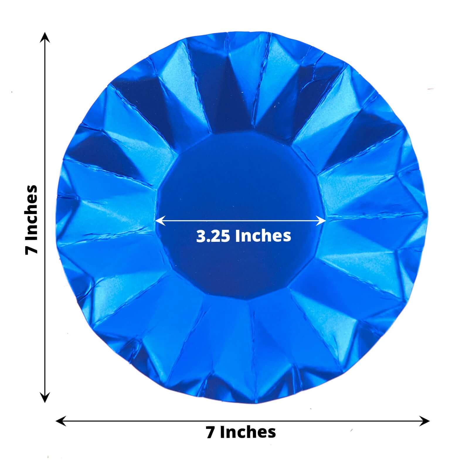 25-Pack Paper Round Dessert Plates 7" Royal Blue with Geometric Prism Rim - 400GSM Disposable Appetizer Salad Plates - Image 3