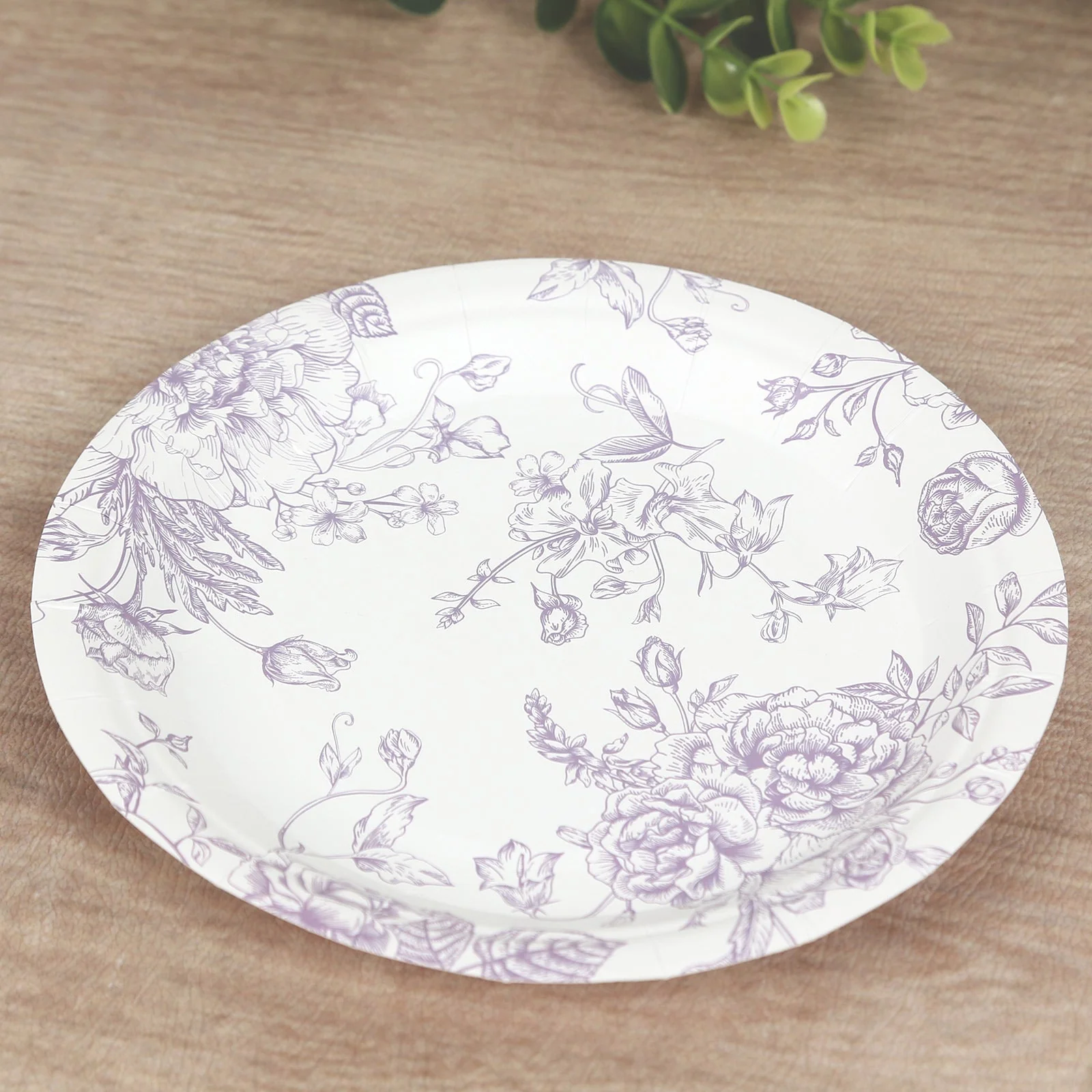 25-Pack Paper Round Dessert Plates 7" White with Lavender Lilac French Toile Pattern - Disposable Floral Salad Appetizer Plates - Image 9