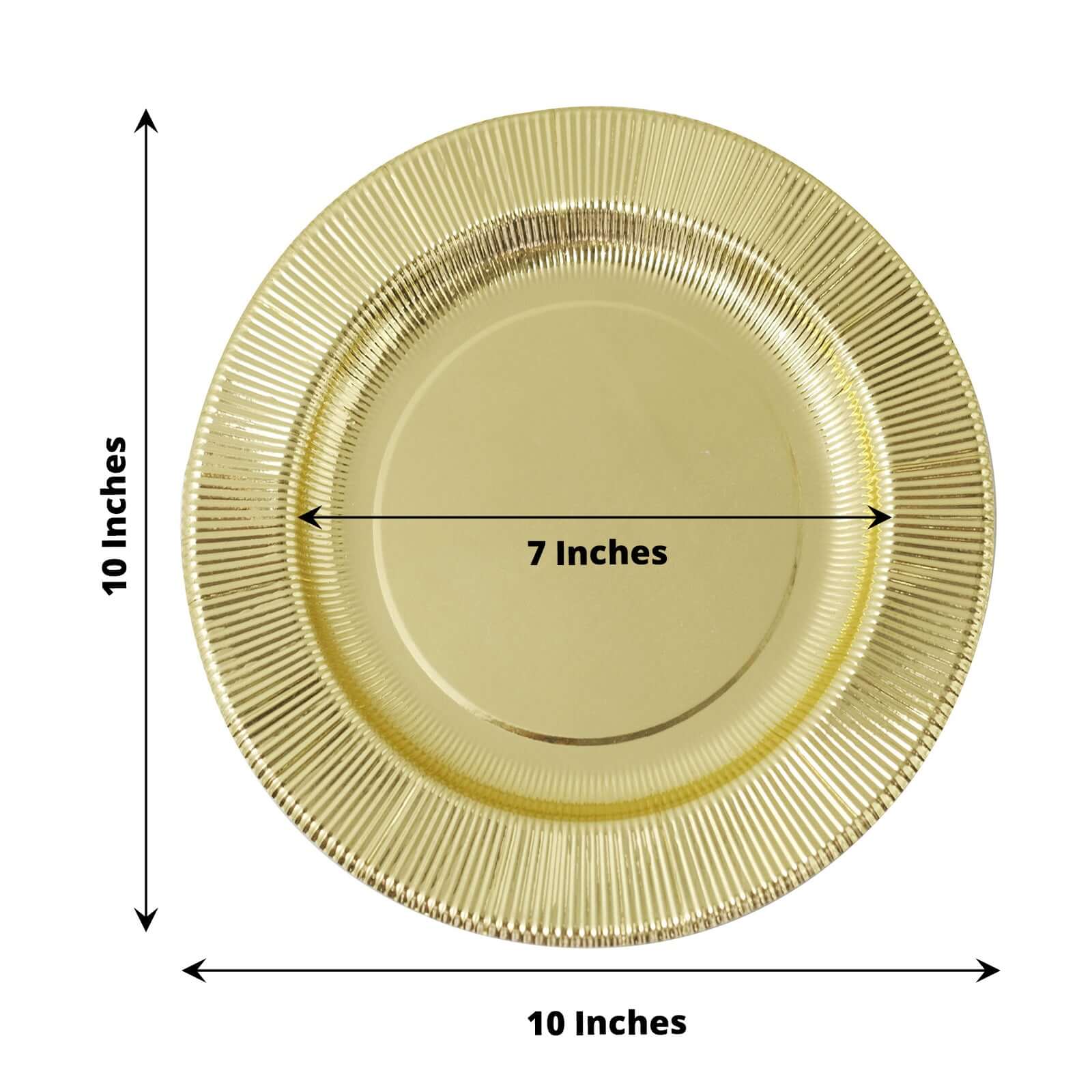 25-Pack Paper Round Dinner Plates 10" Metallic Gold Sunray Design - 350GSM Heavy Duty Disposable Party Plates - Image 3