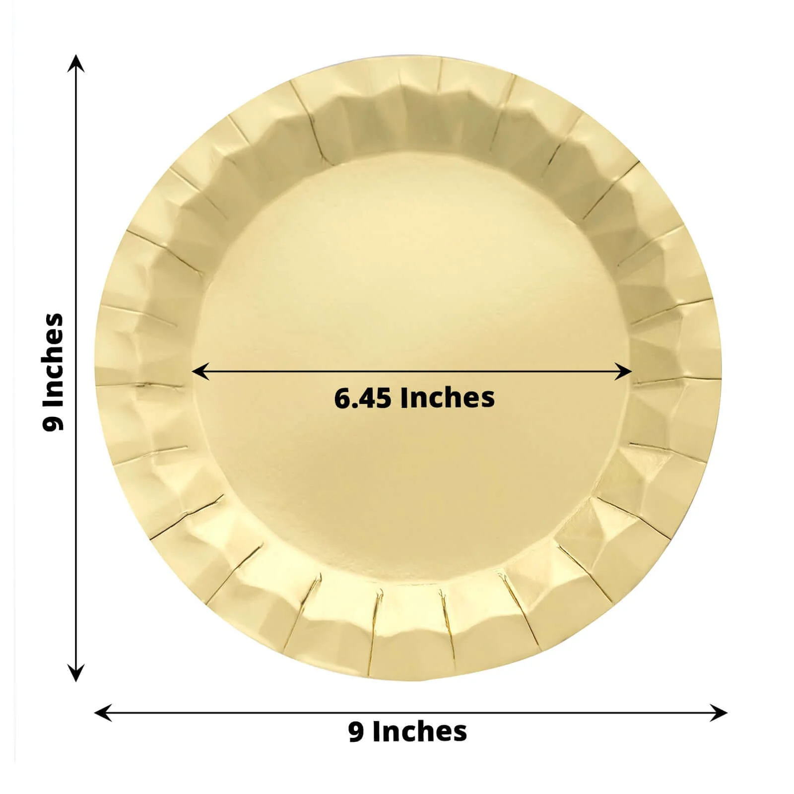 25-Pack Paper Round Dinner Plates 9" Metallic Gold with Geometric Prism Rim - 400GSM Disposable Party Plates for Cocktail Events & Receptions - Image 3