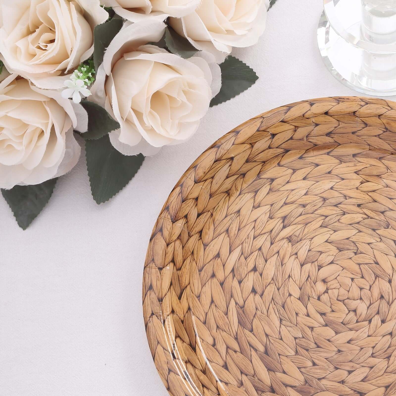 25-Pack Paper Round Dinner Plates 9" Natural with Woven Rattan Print - 300GSM Rustic Farmhouse Disposable Party Plates for Boho Brunches & Outdoor Gatherings - Image 5