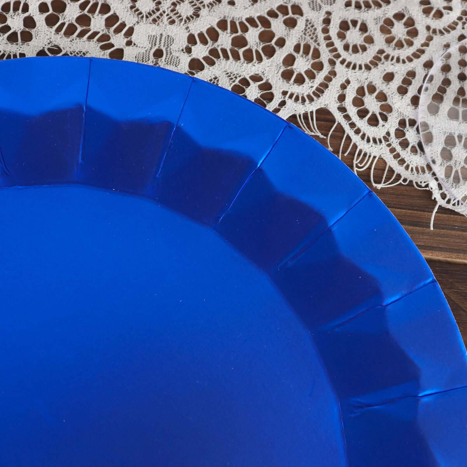 25-Pack Paper Round Dinner Plates 9" Royal Blue with Geometric Prism Rim - 400GSM Disposable Party Plates - Image 14
