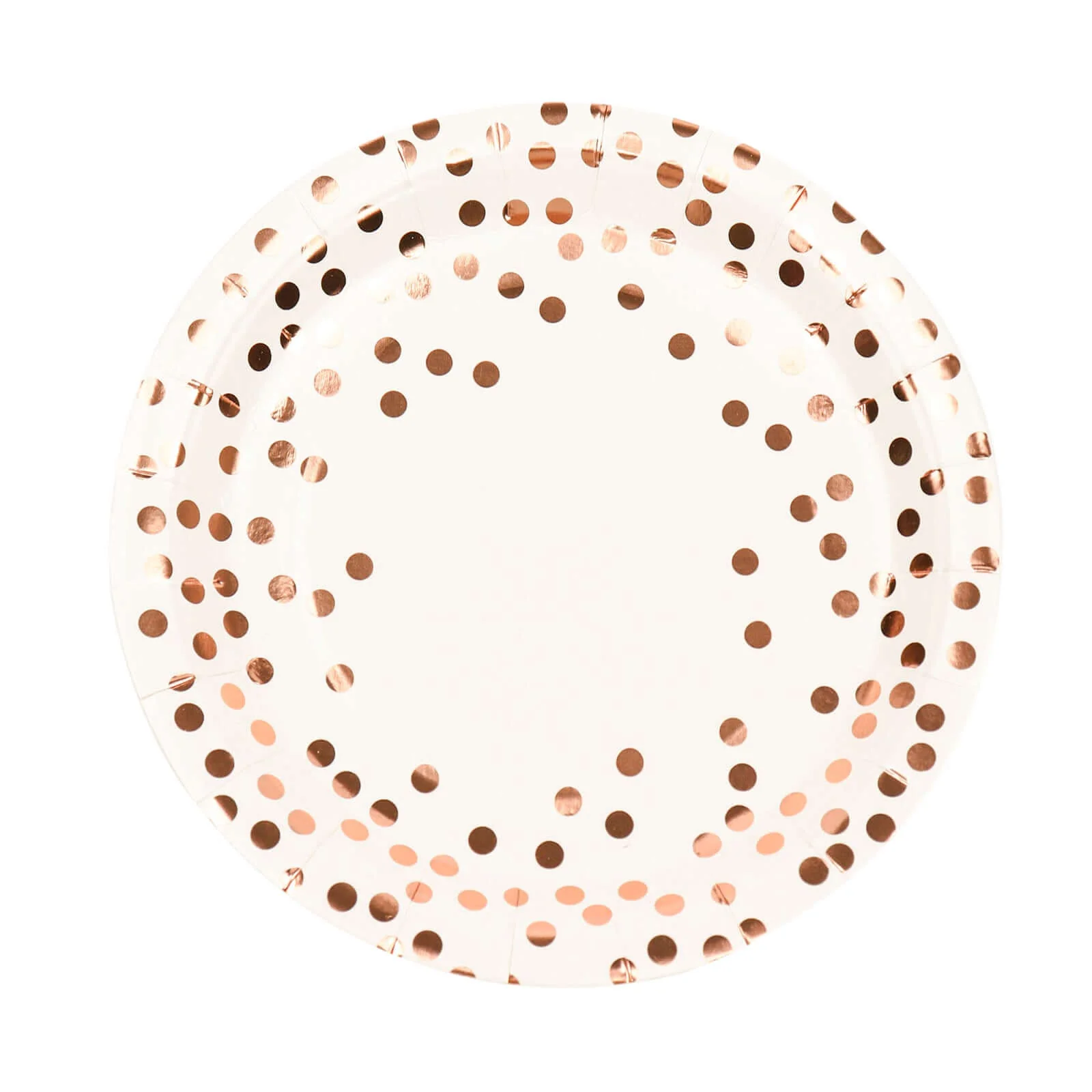 25-Pack Paper Round Dinner Plates 9" White with Metallic Rose Gold Polka Dots - 300GSM Disposable Party Plates for Cocktail Events & Receptions - Image 7