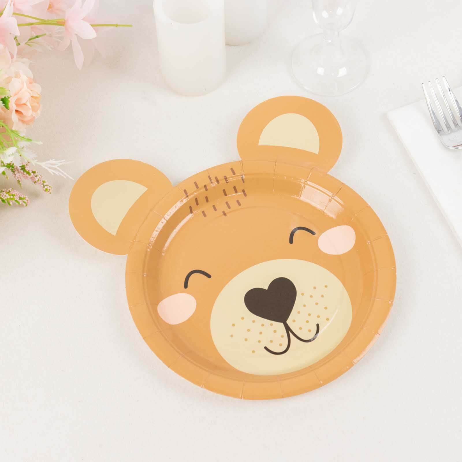 25-Pack Paper Round Plates 7" Brown Teddy Bear Print - Image 10
