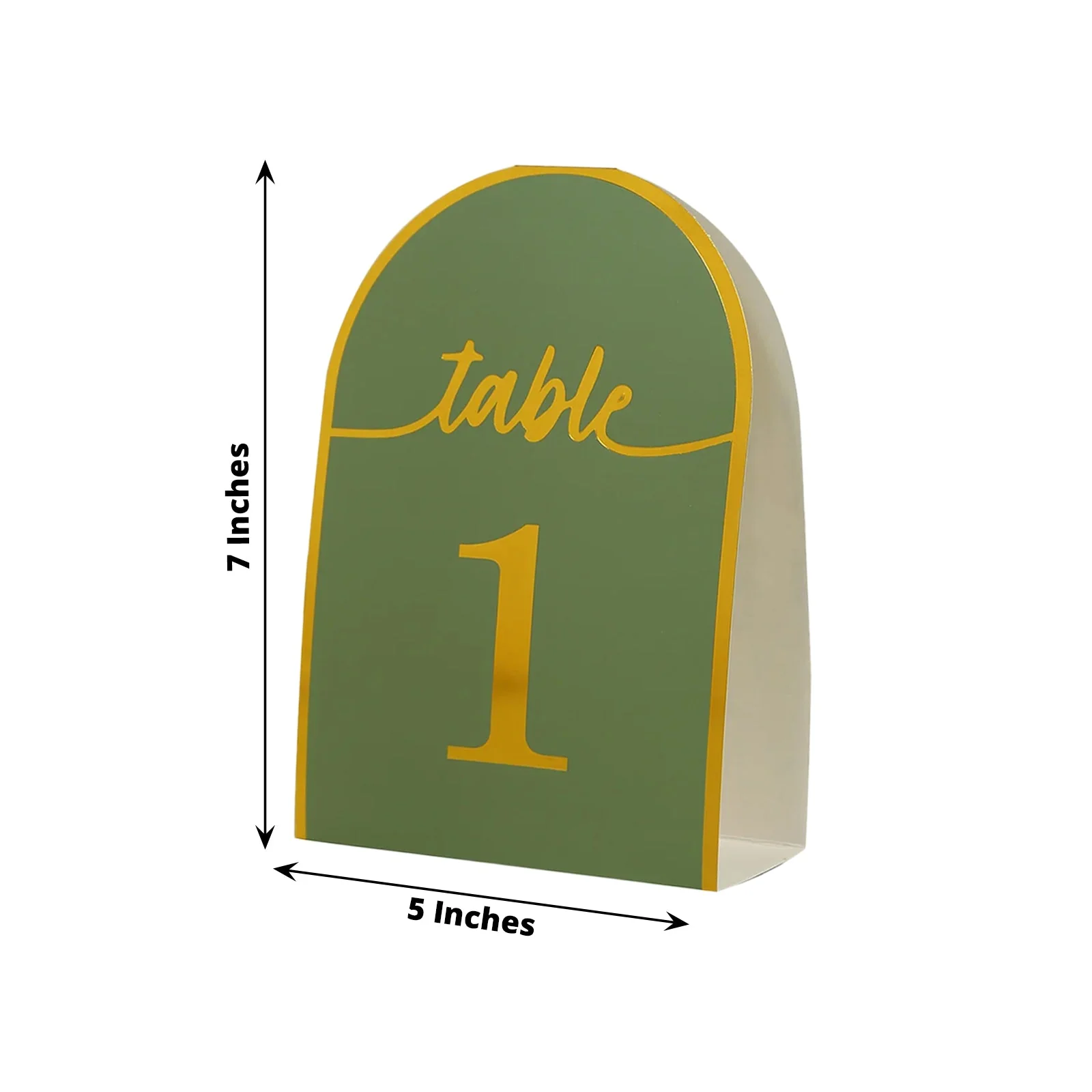 25-Pack Disposable Table Numbers 7" Sage Green Free Standing Double Sided Table Number Place Cards with Metallic Gold Foil Numbers 1-25 - Image 3