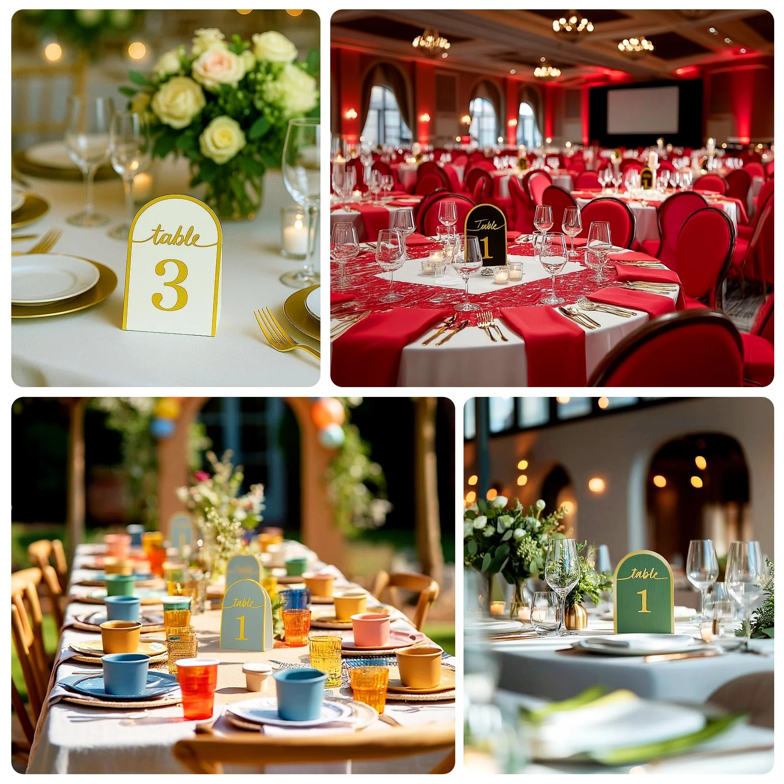 25-Pack Disposable Table Numbers 7" Sage Green Free Standing Double Sided Table Number Place Cards with Metallic Gold Foil Numbers 1-25 - Image 5