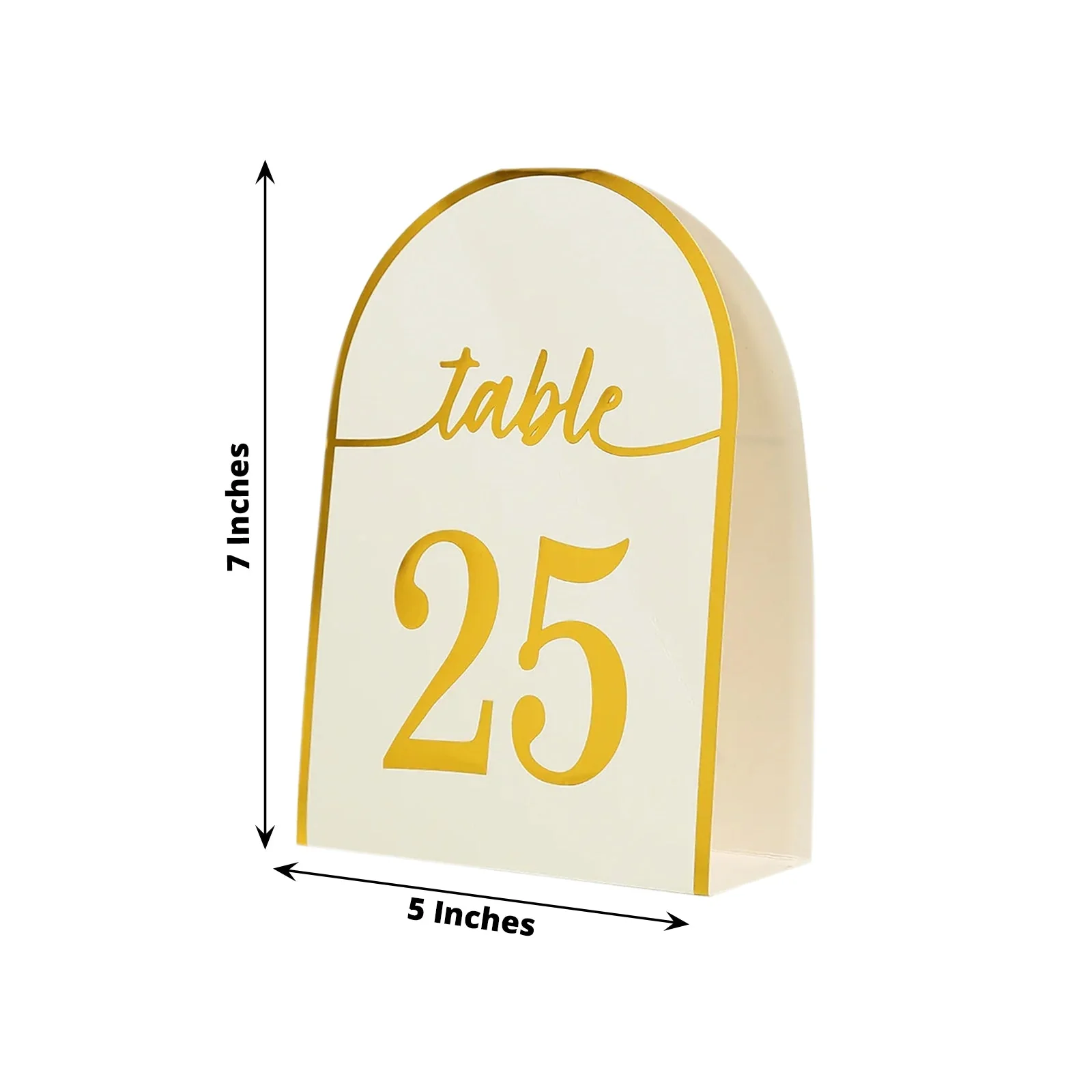 25-Pack Disposable Table Numbers 7" White Free Standing Double Sided Table Number Place Cards with Metallic Gold Foil Numbers 1-25 - Image 3