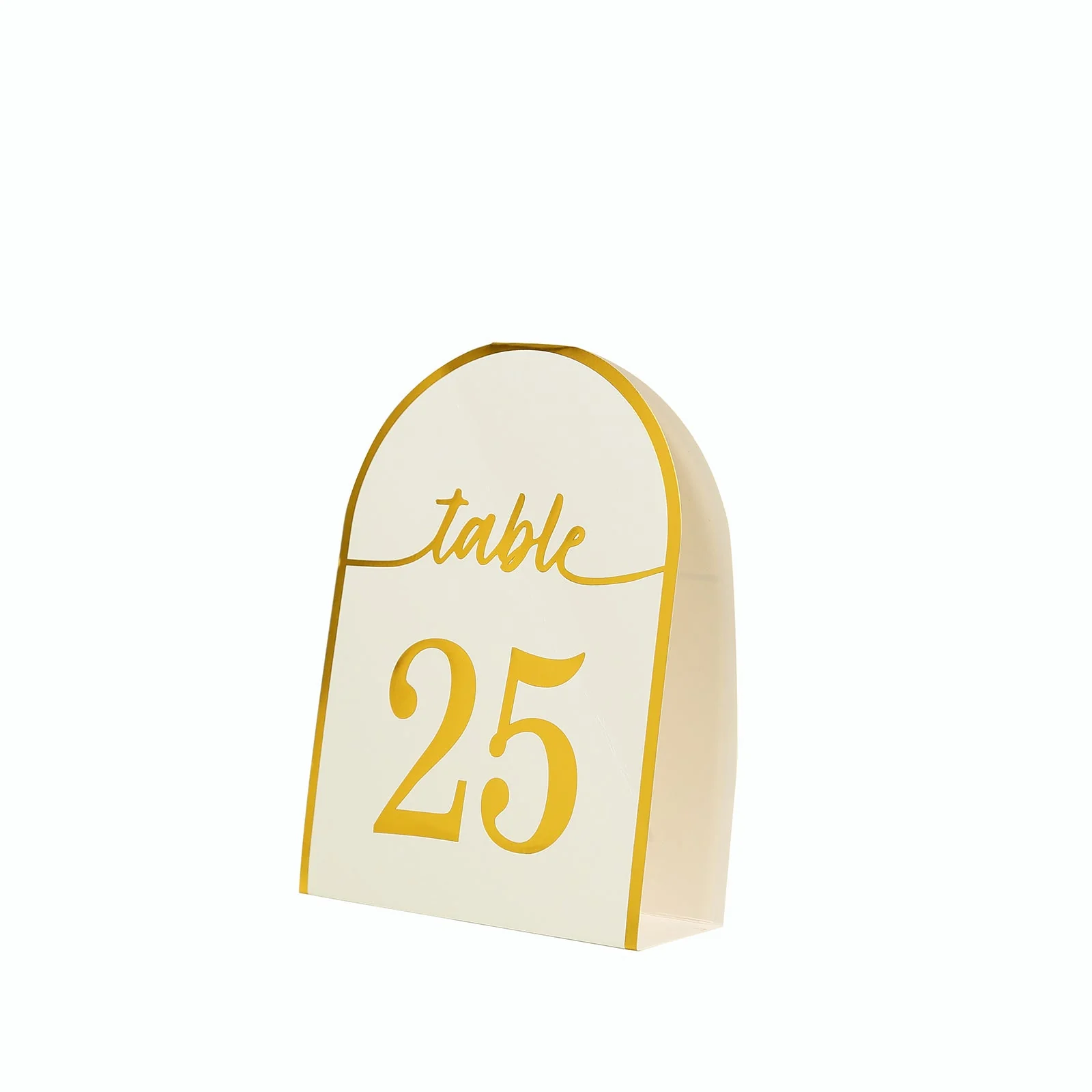 25-Pack Disposable Table Numbers 7" White Free Standing Double Sided Table Number Place Cards with Metallic Gold Foil Numbers 1-25 - Image 6