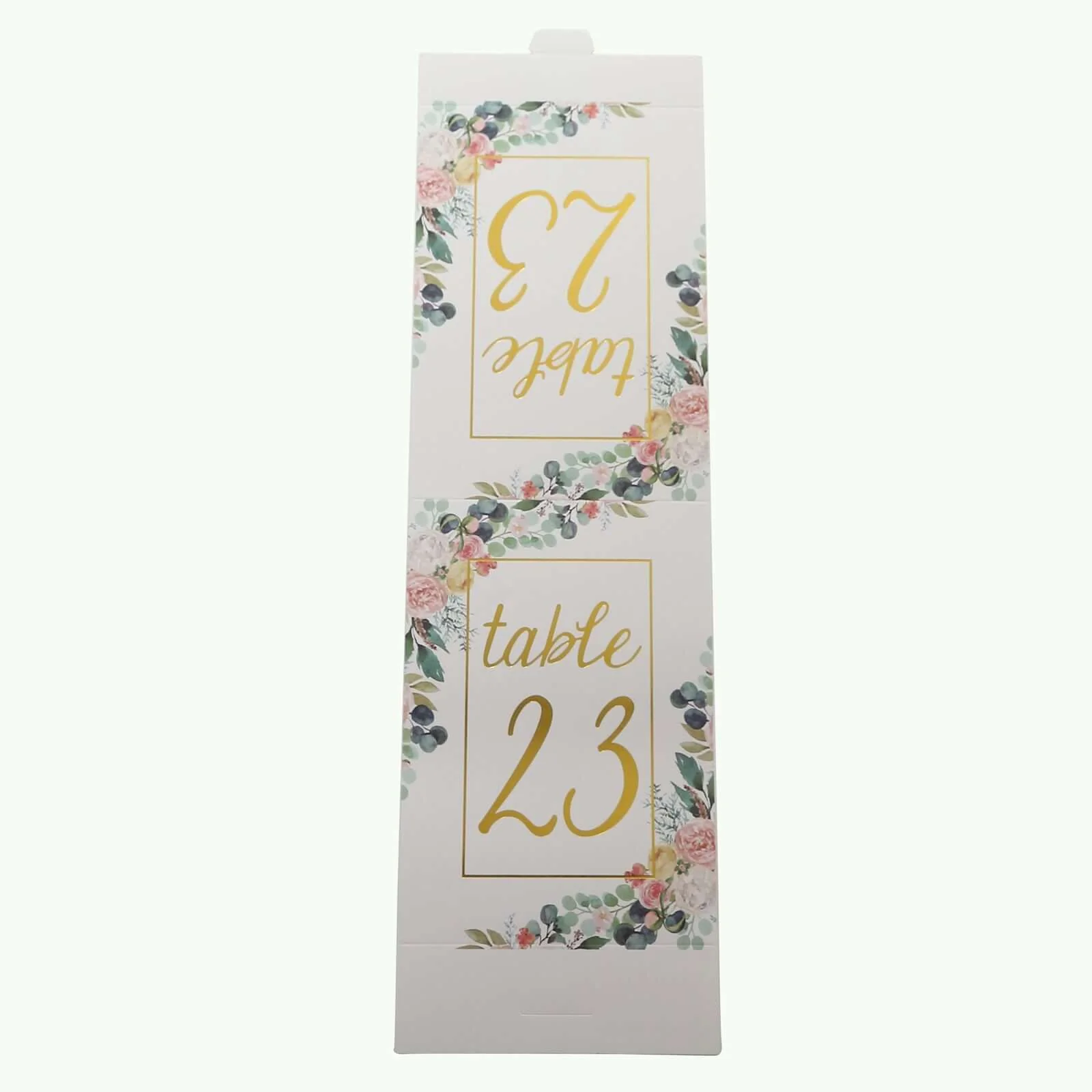 25-Pack Paper Wedding Table Numbers 7" White/Gold Peony Flowers Design with Foil Numbers 1-25 Chic Free Standing Double Sided Table Sign Cards - Image 7