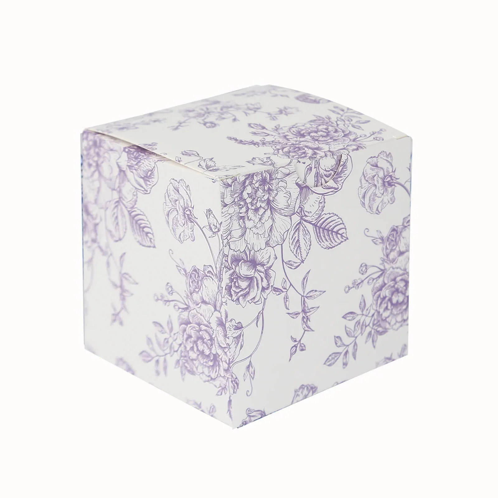 25 Pack Party Favor Gift Boxes in French Toile Pattern - Matte Lavender and White Candy Treat Boxes, Cardstock Paper - 3"x3" - Image 6