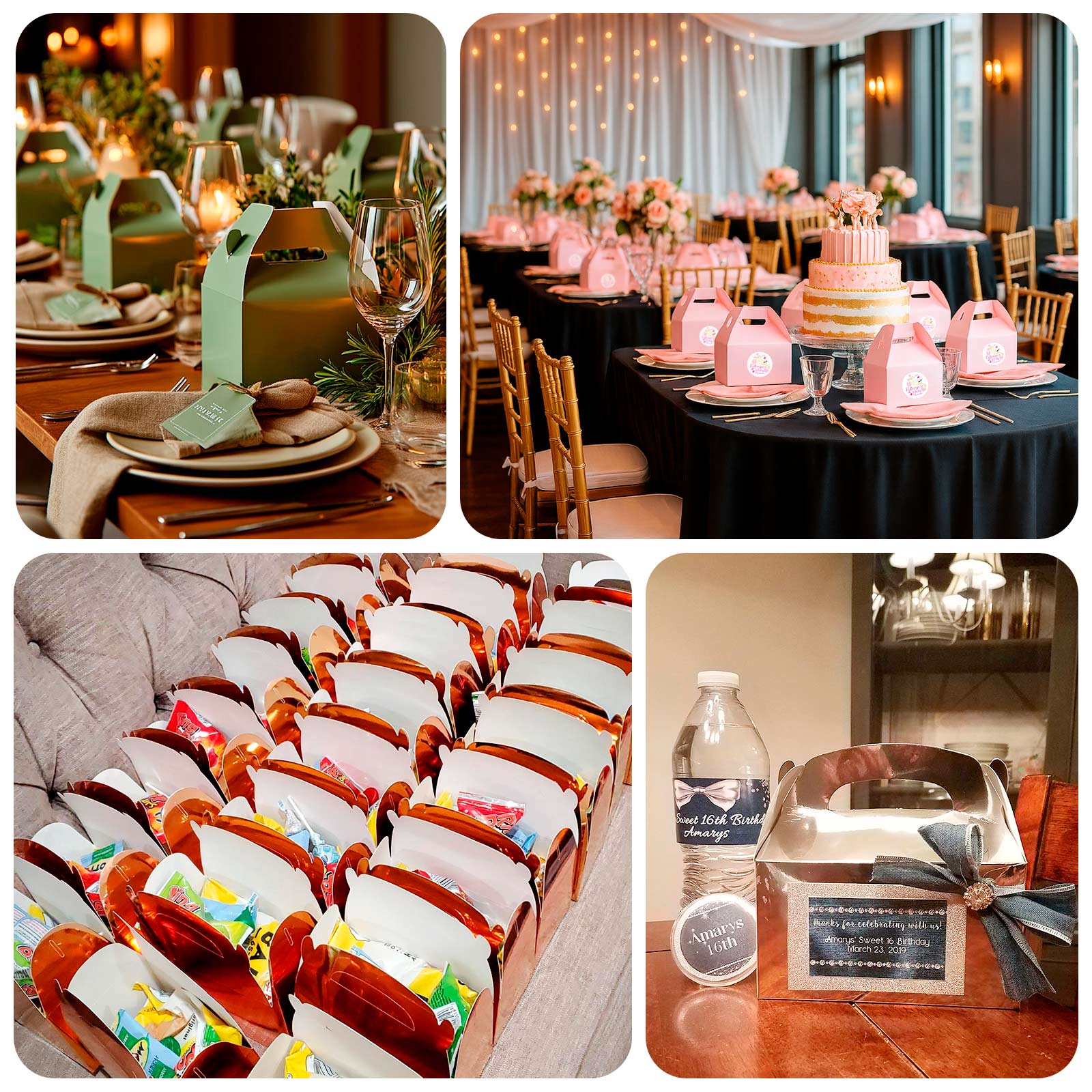 25 Pack Party Favor Gift Tote Gable Boxes, Blush Candy Treat Boxes 6"x3.5"x7" - Image 5
