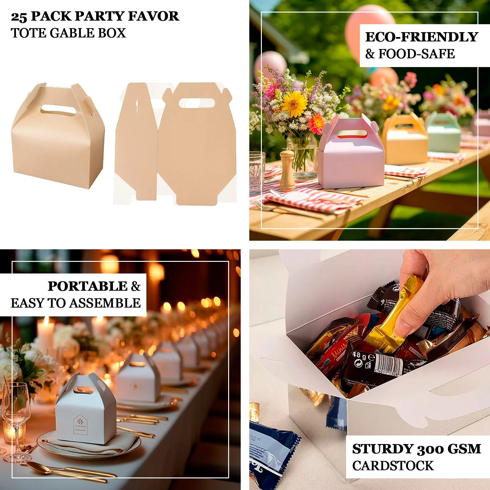 25 Pack Party Favor Gift Tote Gable Boxes, Dusty Sage Green Candy Treat Boxes 6"x3.5"x7" - Image 3