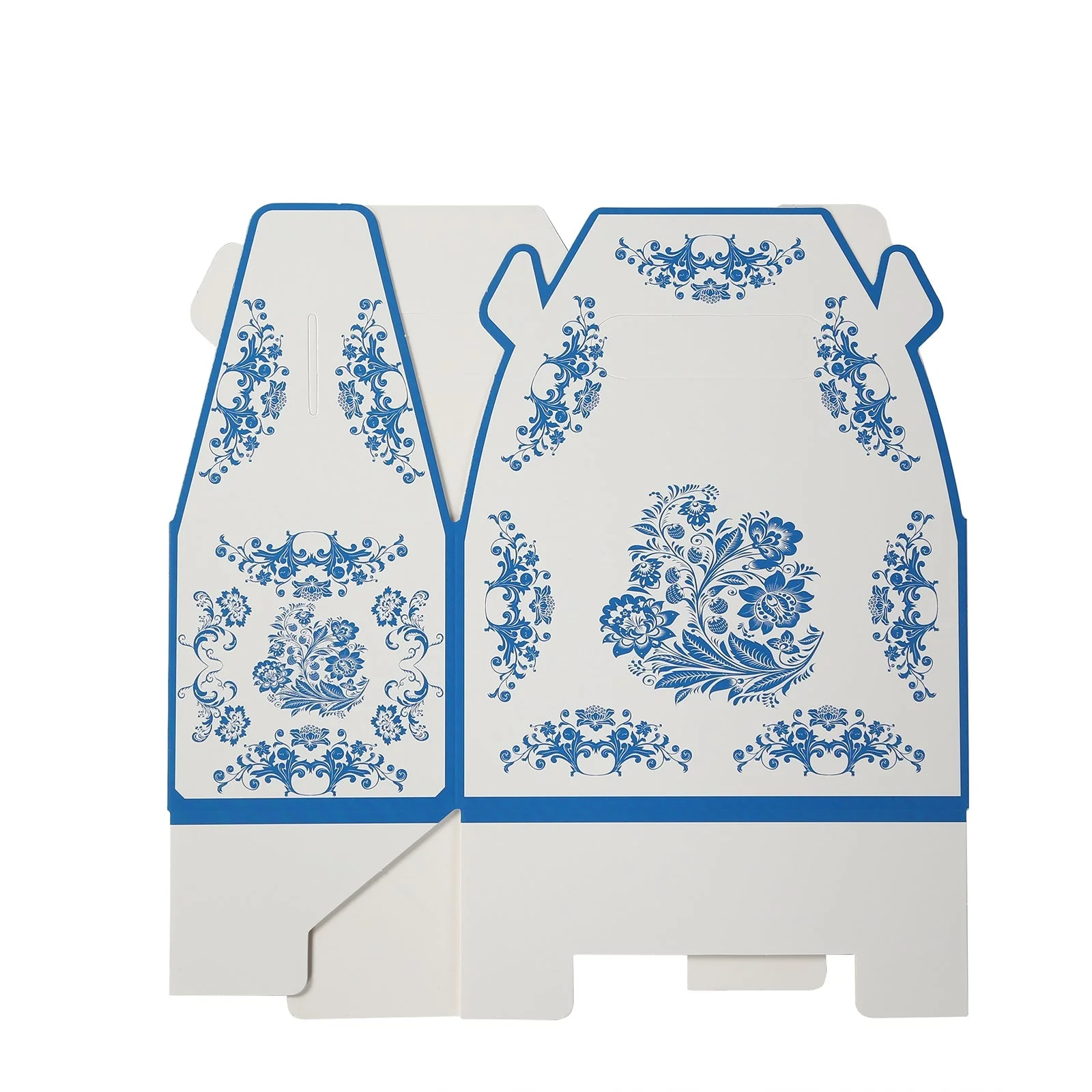 25 Pack Party Favor Tote Gable Boxes in White Royal Blue Damask Floral Pattern, Candy Treat Gift Boxes - 6"x3.5"x7" - Image 7