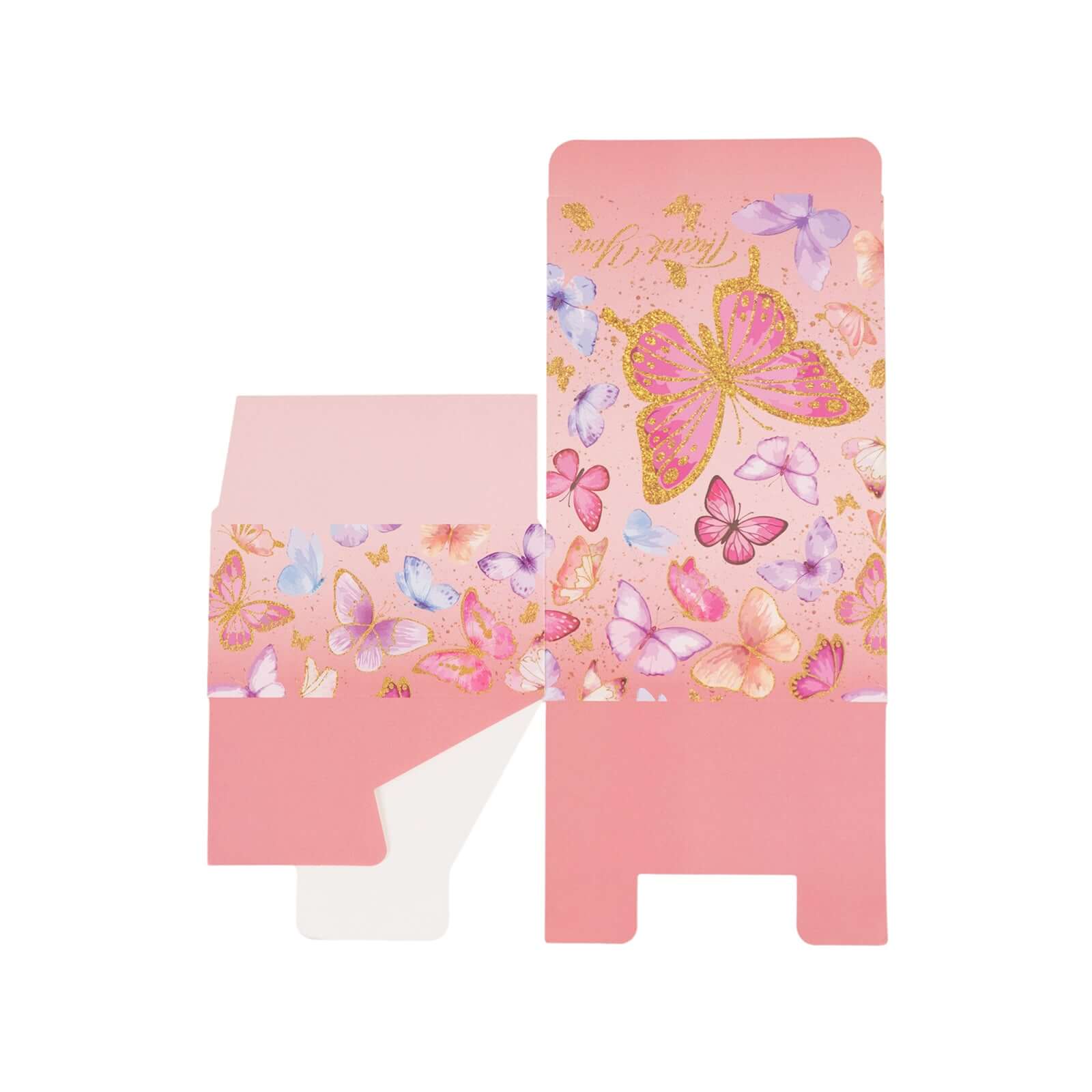 25 Pack Pink Butterfly Themed Party Favor Boxes with "Thank You" Print, Cardstock Paper Candy Gift Boxes - 4"x4"x2" - Image 10