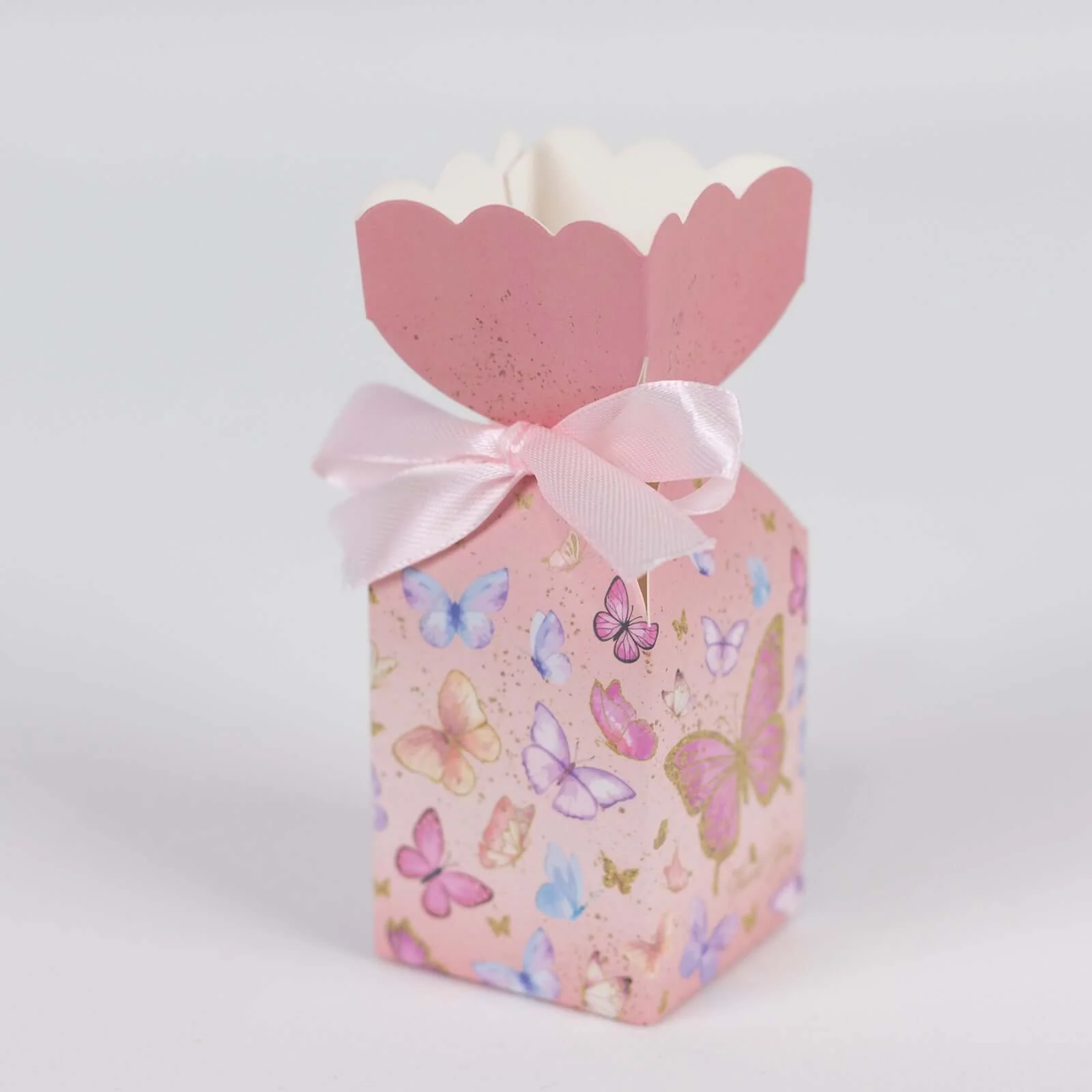 25 Pack Pink Floral Top Party Favor Boxes With Butterfly Print, Cardstock Paper Candy Gift Boxes With Satin Ribbons - 2"x5" - Image 11