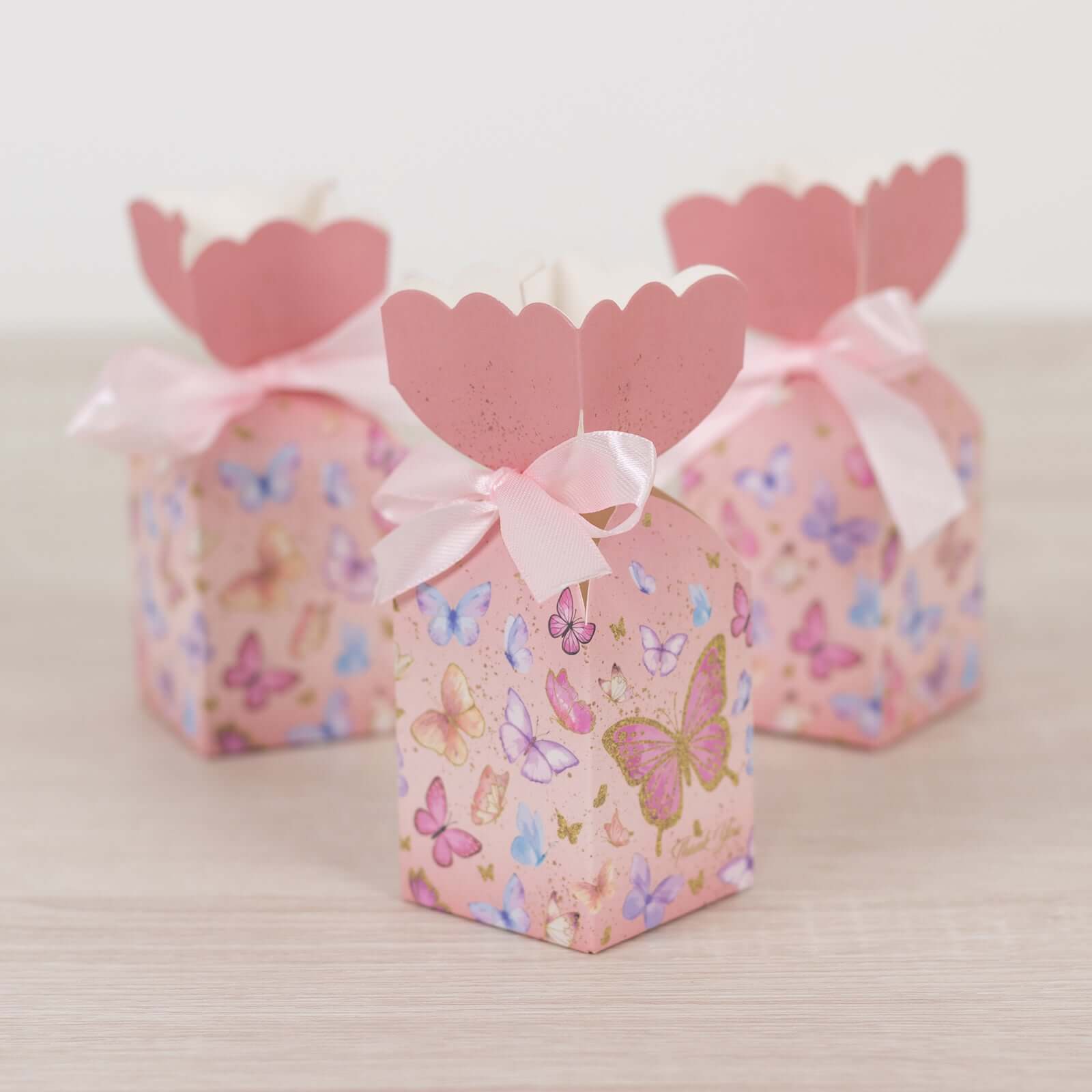25 Pack Pink Floral Top Party Favor Boxes With Butterfly Print, Cardstock Paper Candy Gift Boxes With Satin Ribbons - 2"x5" - Image 6