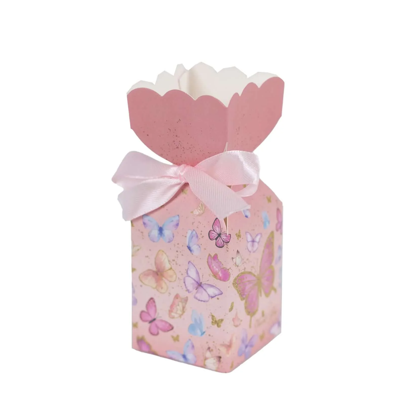 25 Pack Pink Floral Top Party Favor Boxes With Butterfly Print, Cardstock Paper Candy Gift Boxes With Satin Ribbons - 2"x5" - Image 8
