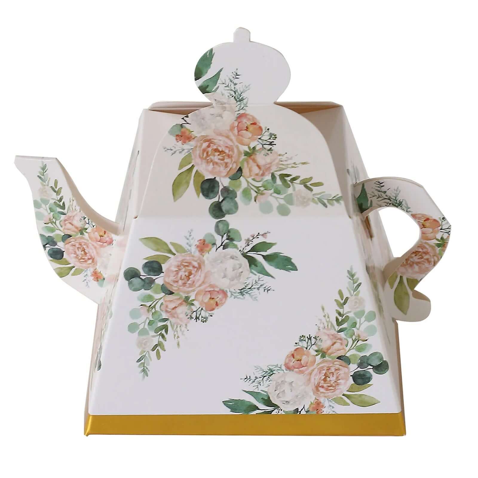 25 Pack Pink Peony Floral Mini Teapot Gift Boxes with Gold Edge, Tea Time Party Favor Boxes - 5"x4" - Image 12