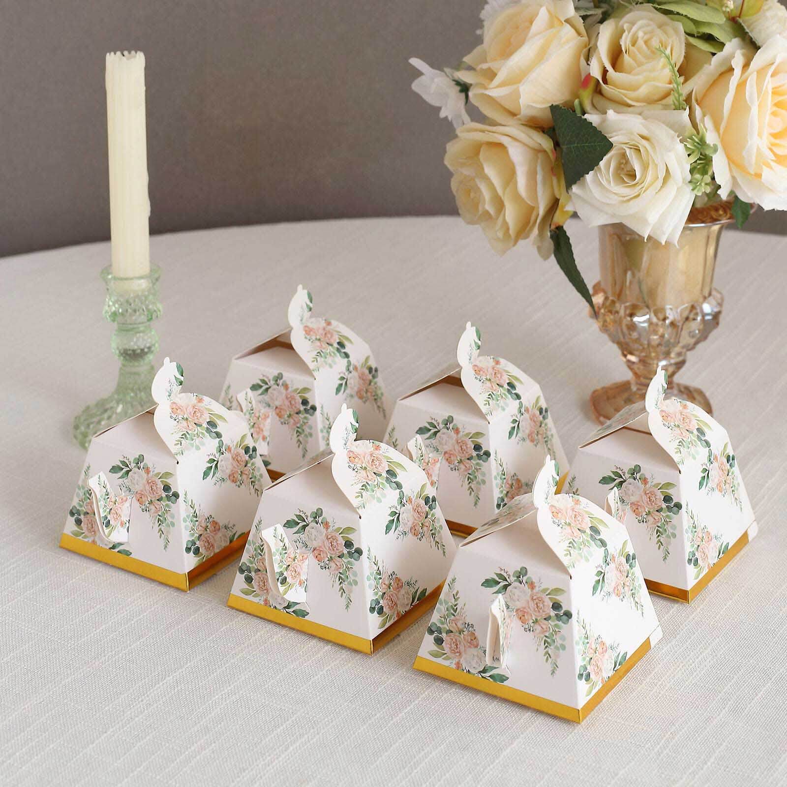 25 Pack Pink Peony Floral Mini Teapot Gift Boxes with Gold Edge, Tea Time Party Favor Boxes - 5"x4" - Image 5