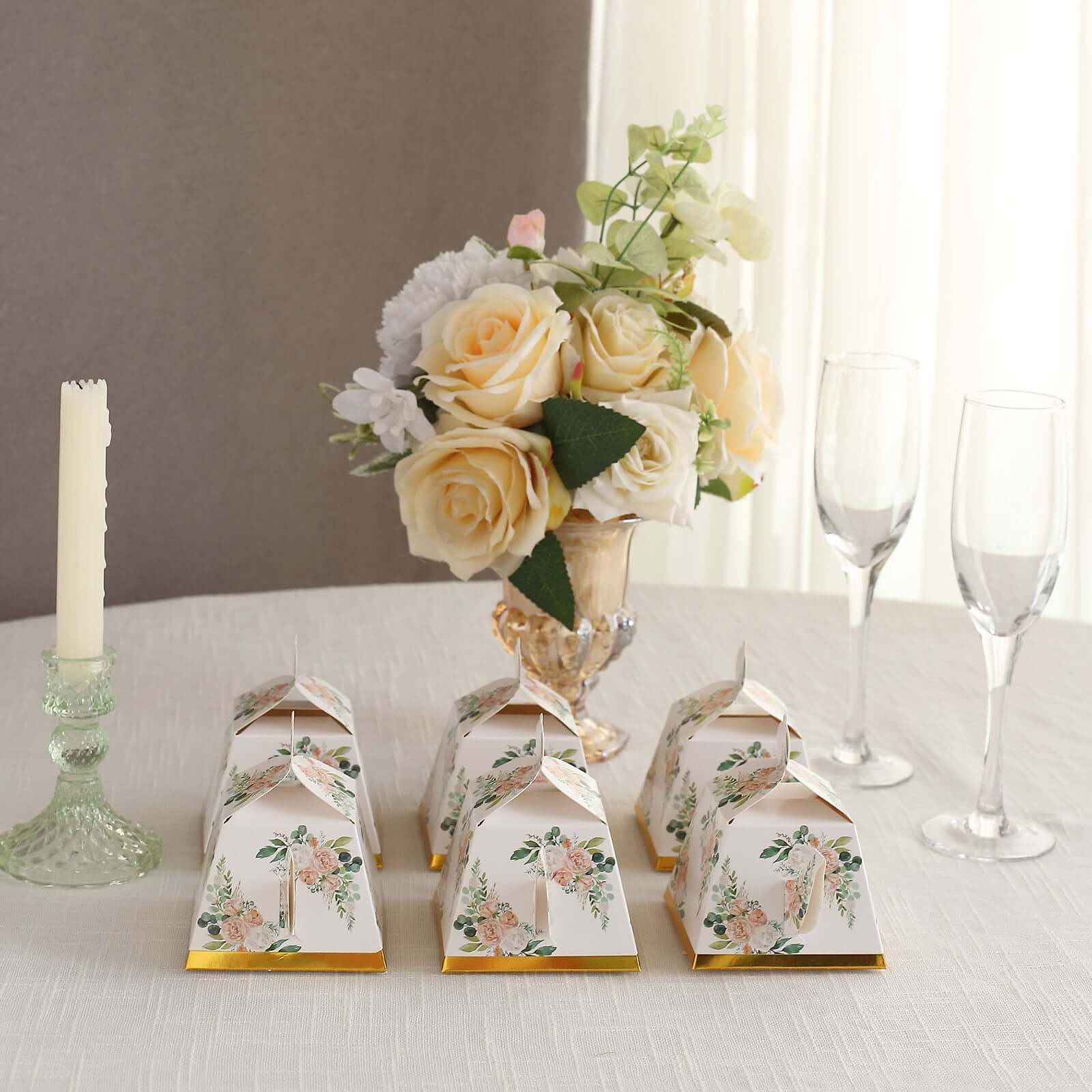 25 Pack Pink Peony Floral Mini Teapot Gift Boxes with Gold Edge, Tea Time Party Favor Boxes - 5"x4" - Image 6